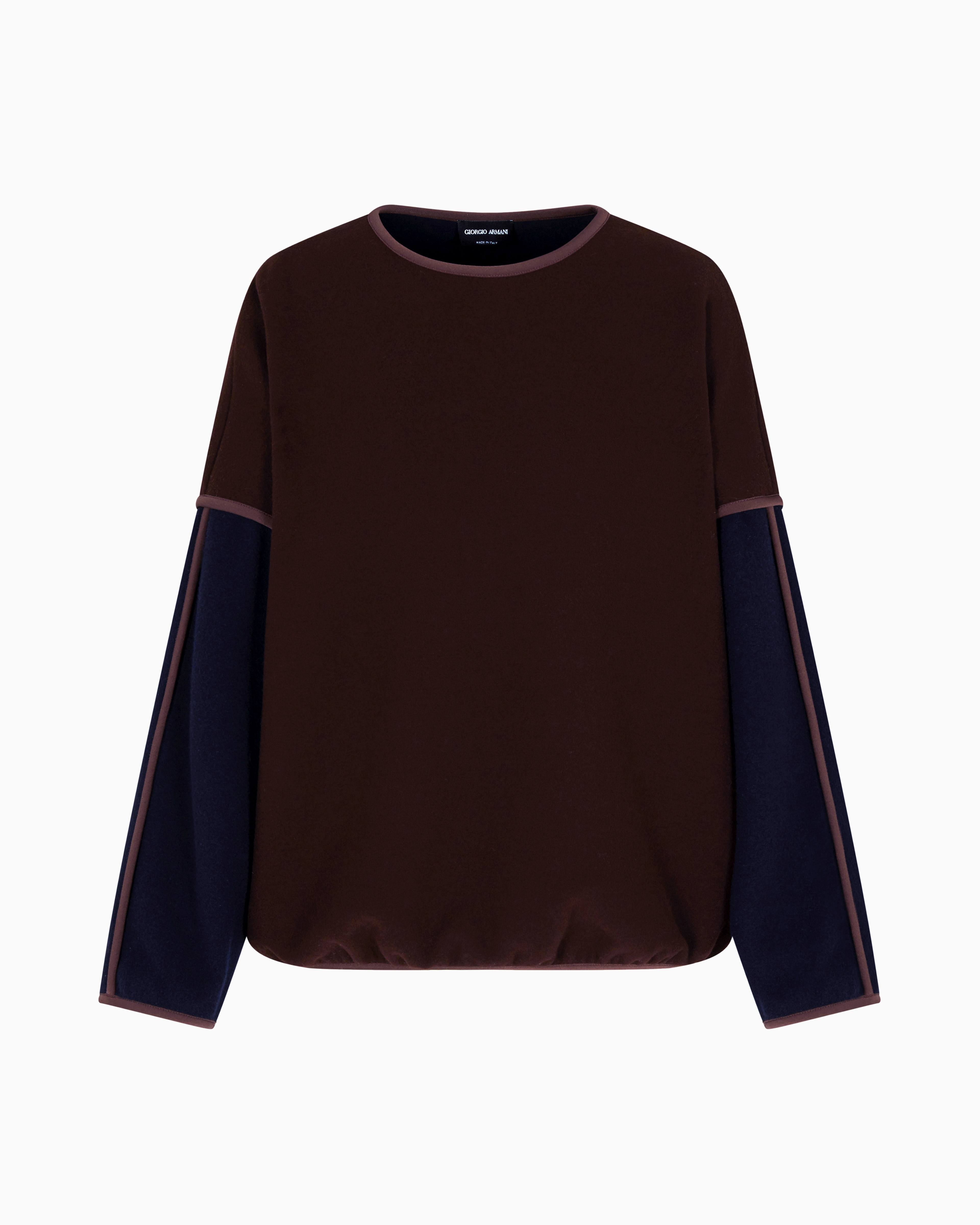 Giorgio Armani Virgin Wool And Cashmere Jersey Sweatshirt In Brown