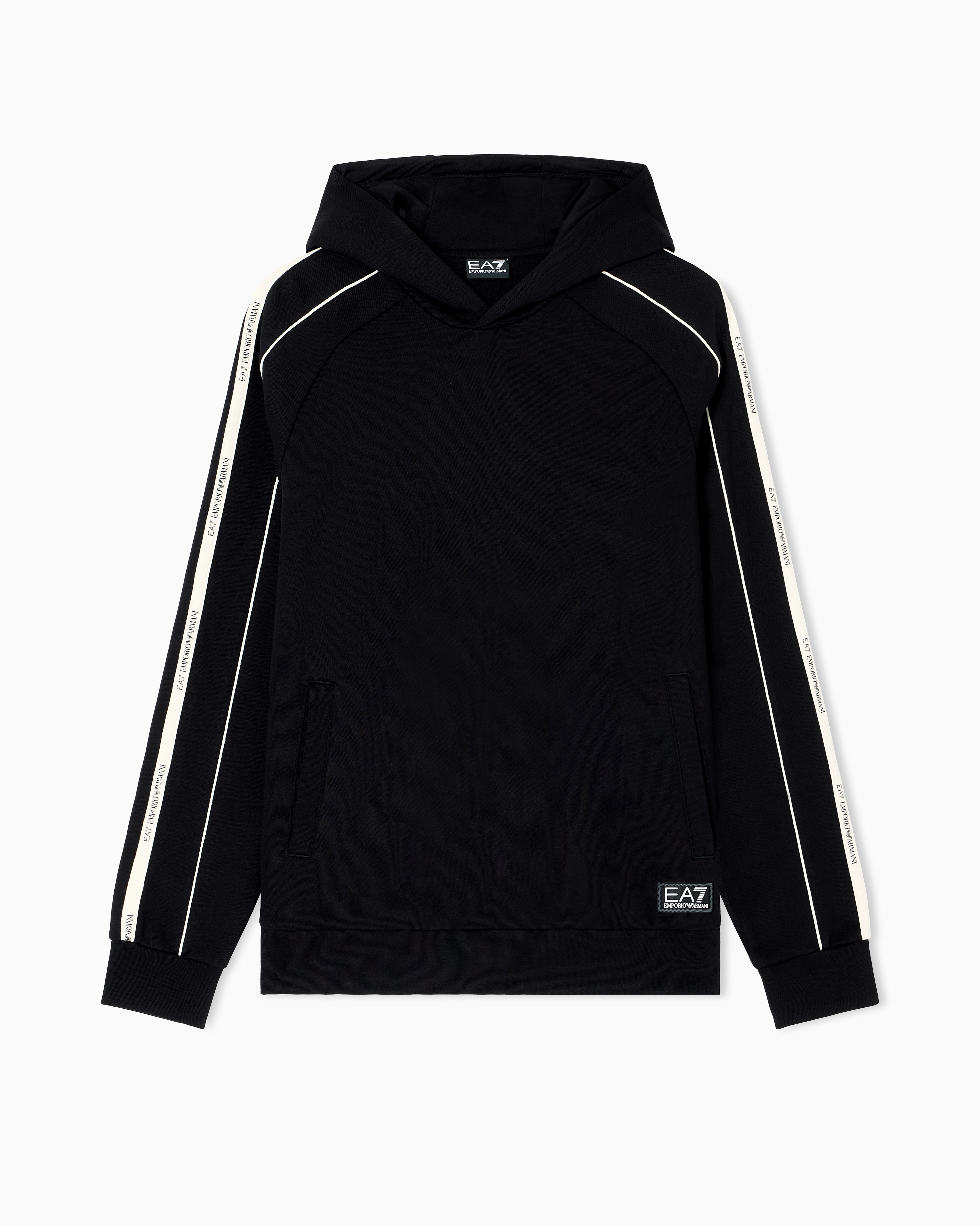【EMPORIO ARMANI】 Men's Lettering Hoodie ★ Over Fit Cotton-blend hooded Logo Series sweatshirt | EA7