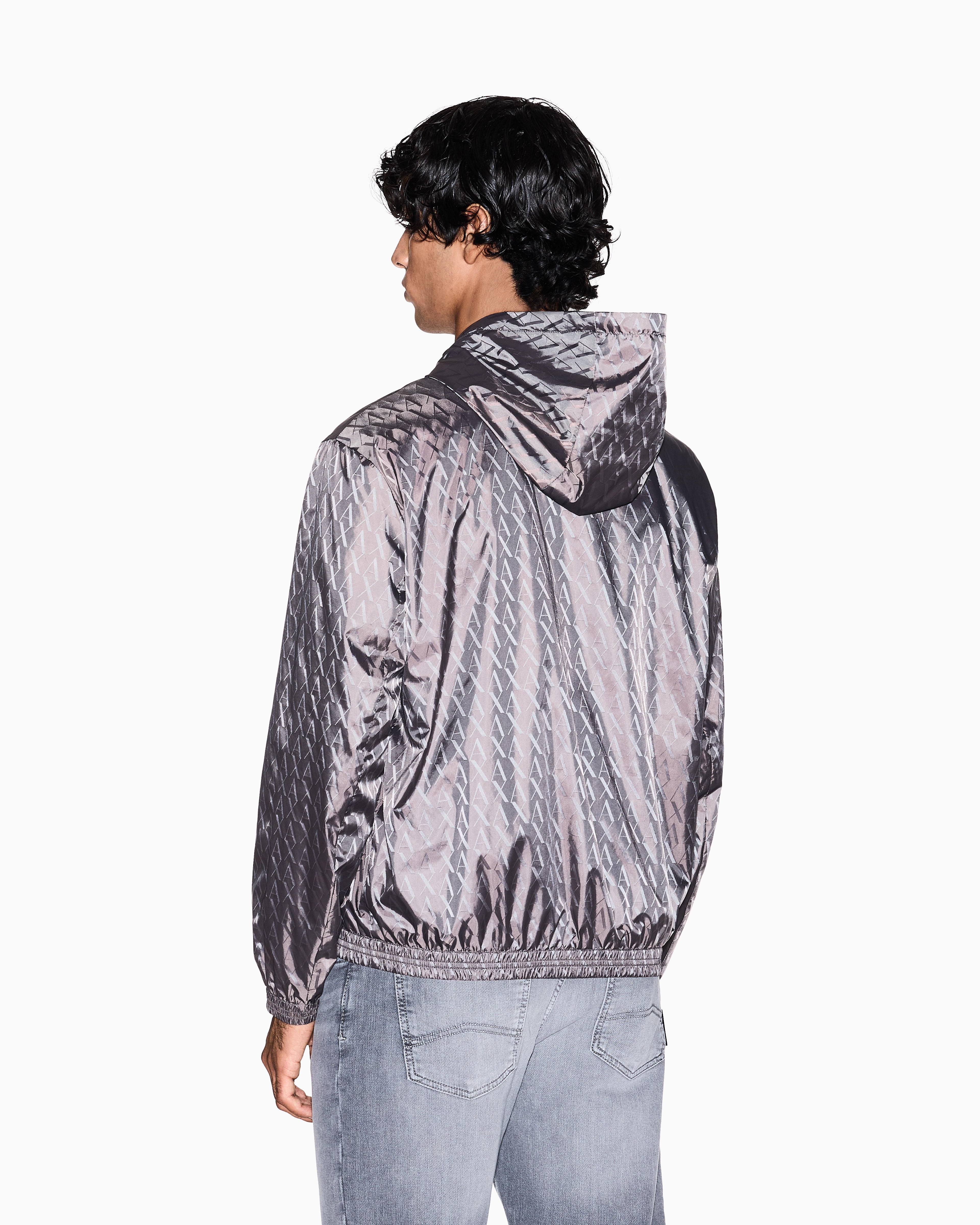 Armani Exchange Jacket With Allover Logo In Gray