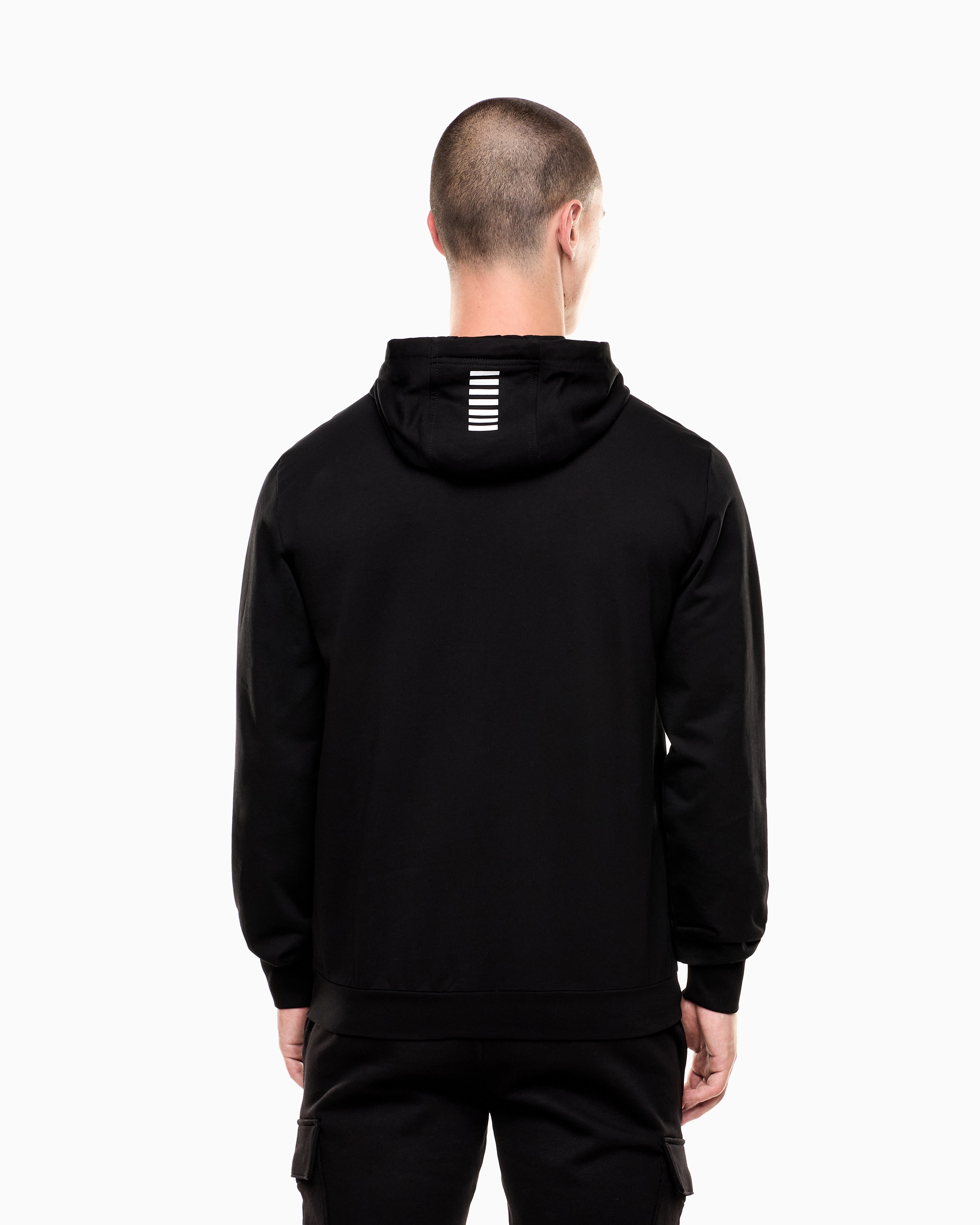 Ea7 Core Identity Cotton Hooded Sweatshirt In Black