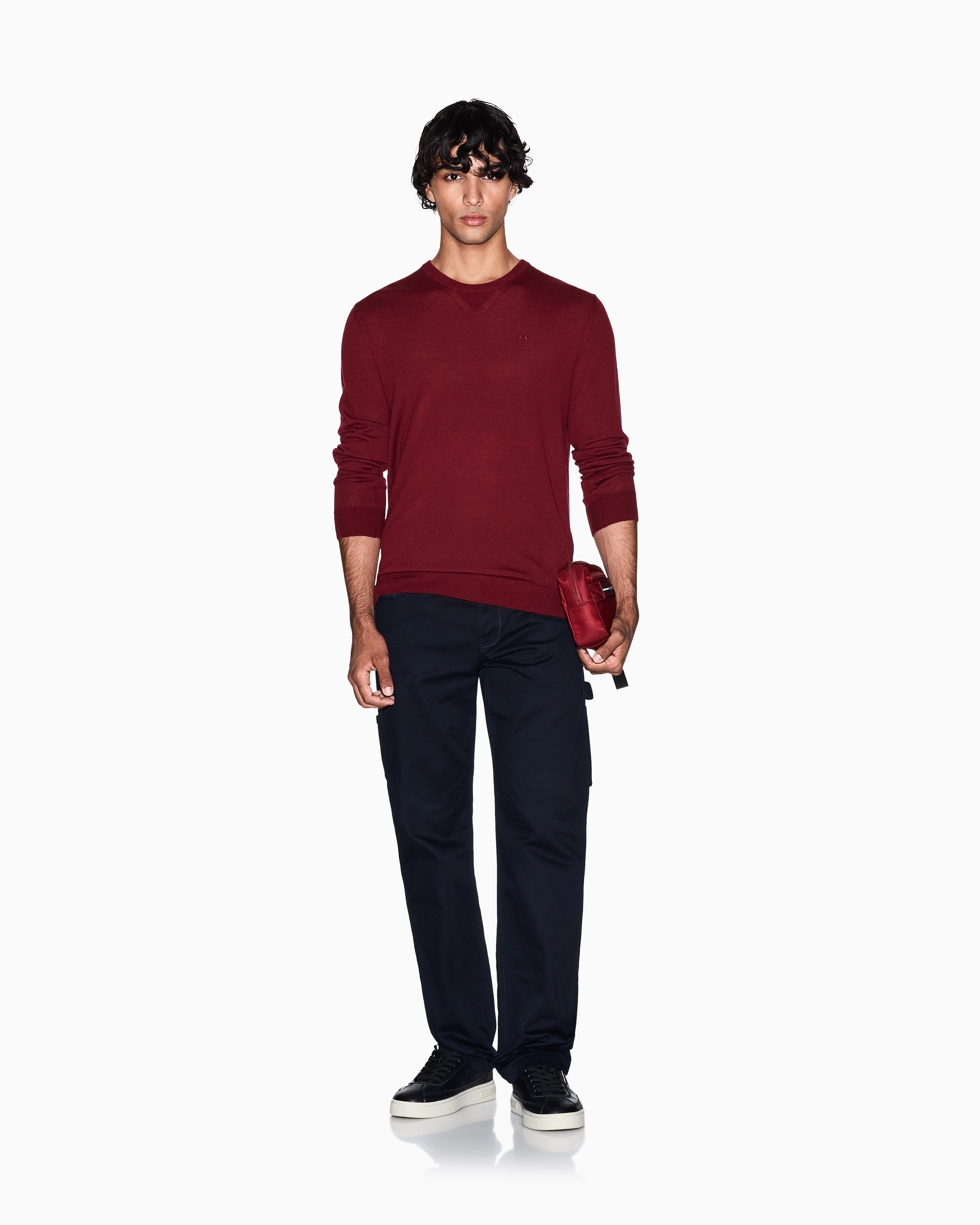 Armani Exchange - Crewneck sweater virgin wool, Man, Red, Size: