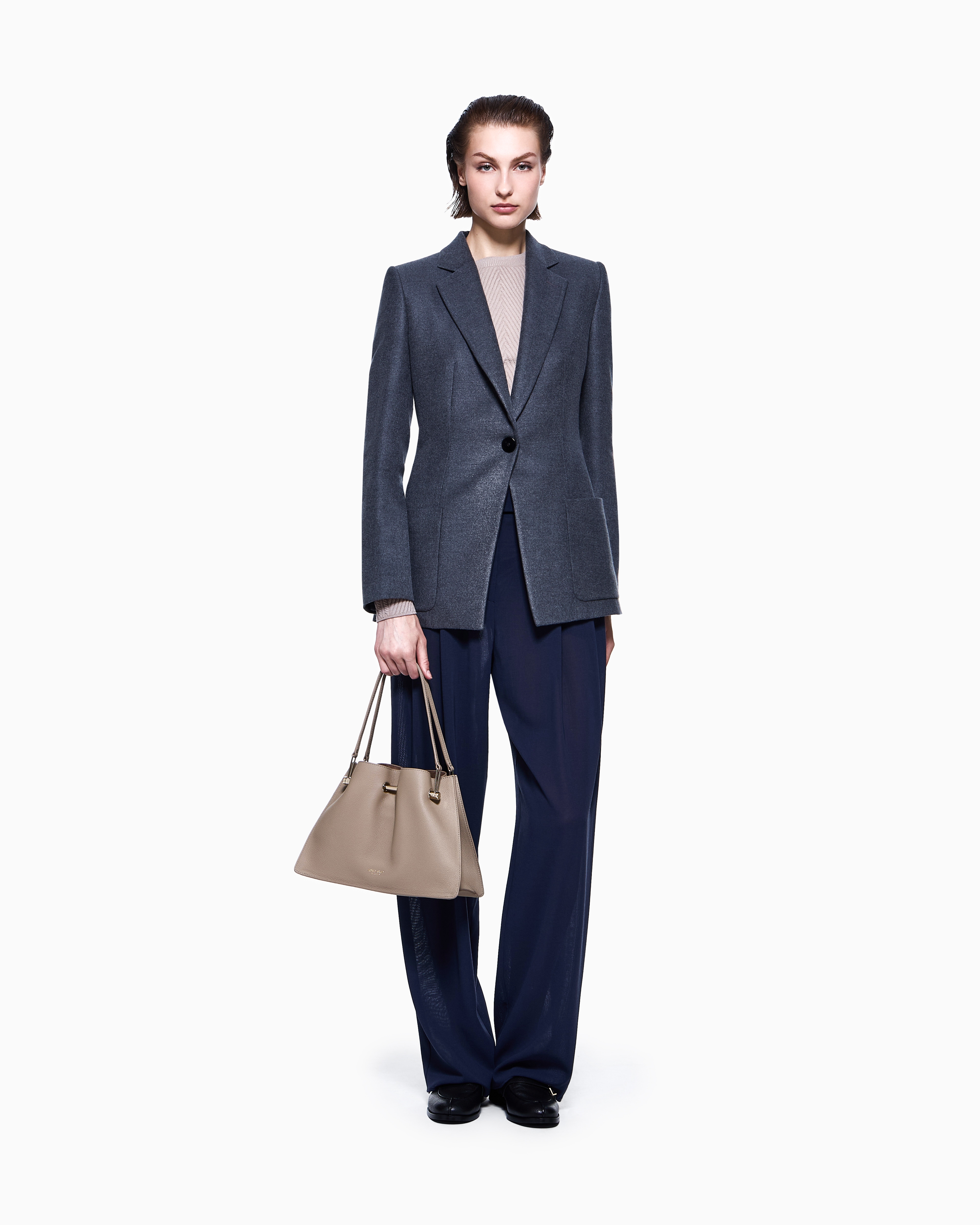 Giorgio Armani Single-breasted Jacket In Silk Flannel In Blue
