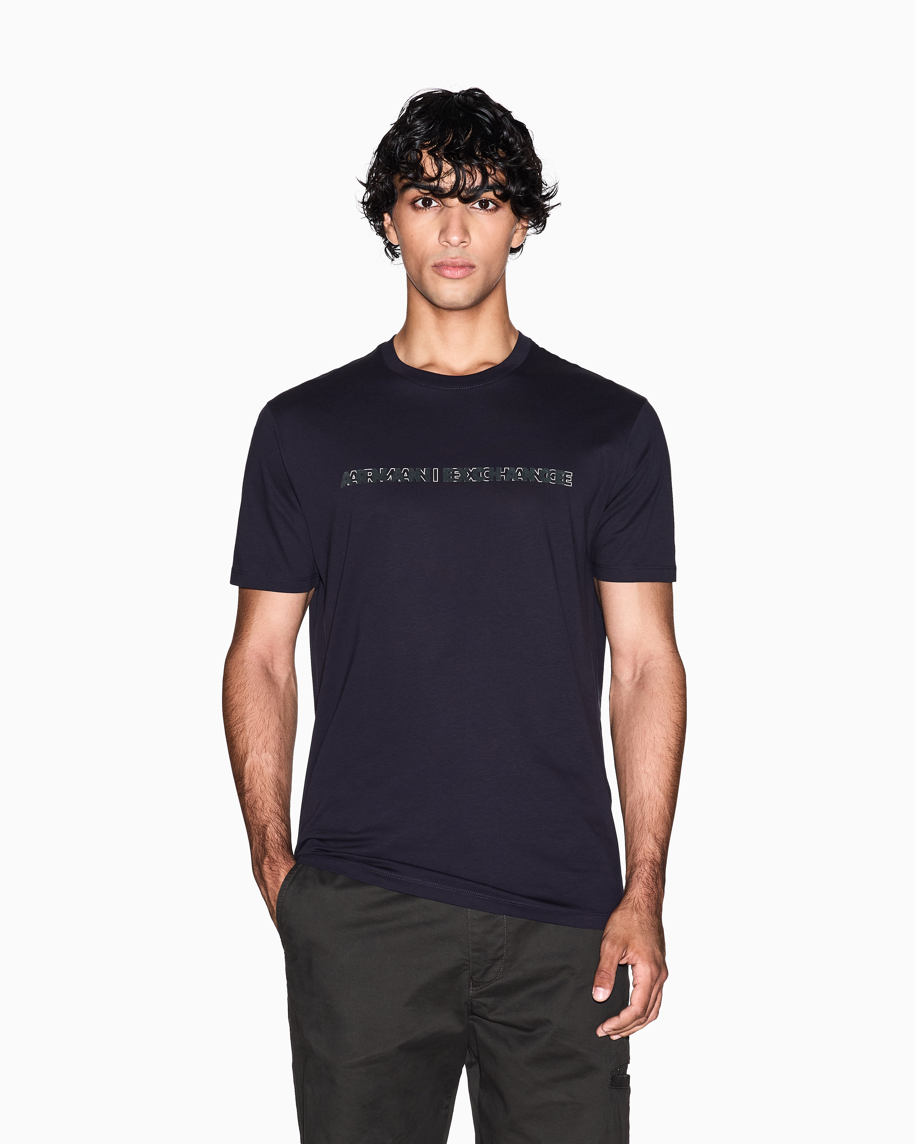 Armani Exchange - Regular Fit T-Shirts, Man, Navy Blue, Size: