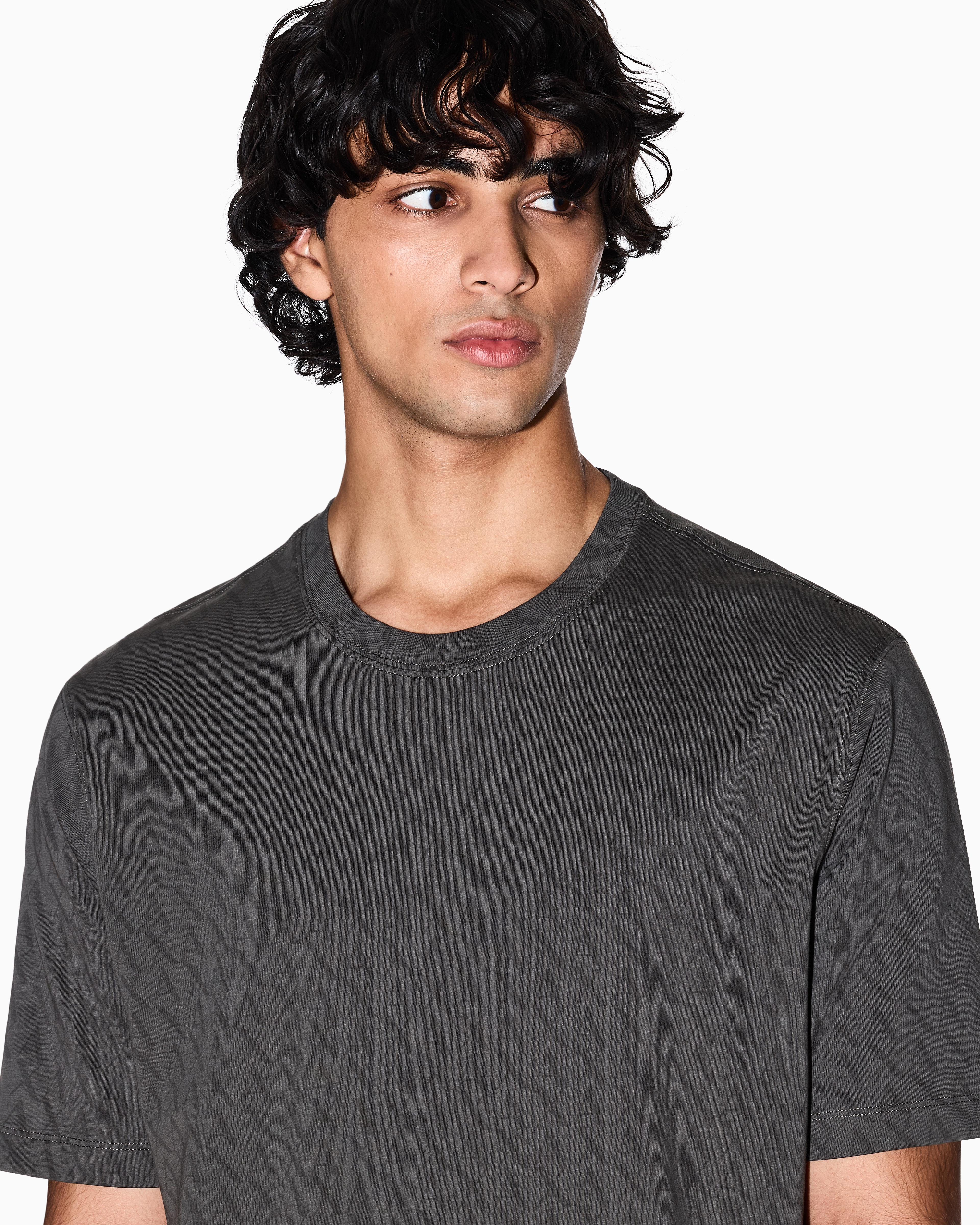 Armani Exchange -  Regular fit monogram logo t-shirt, Man, Green, Size: