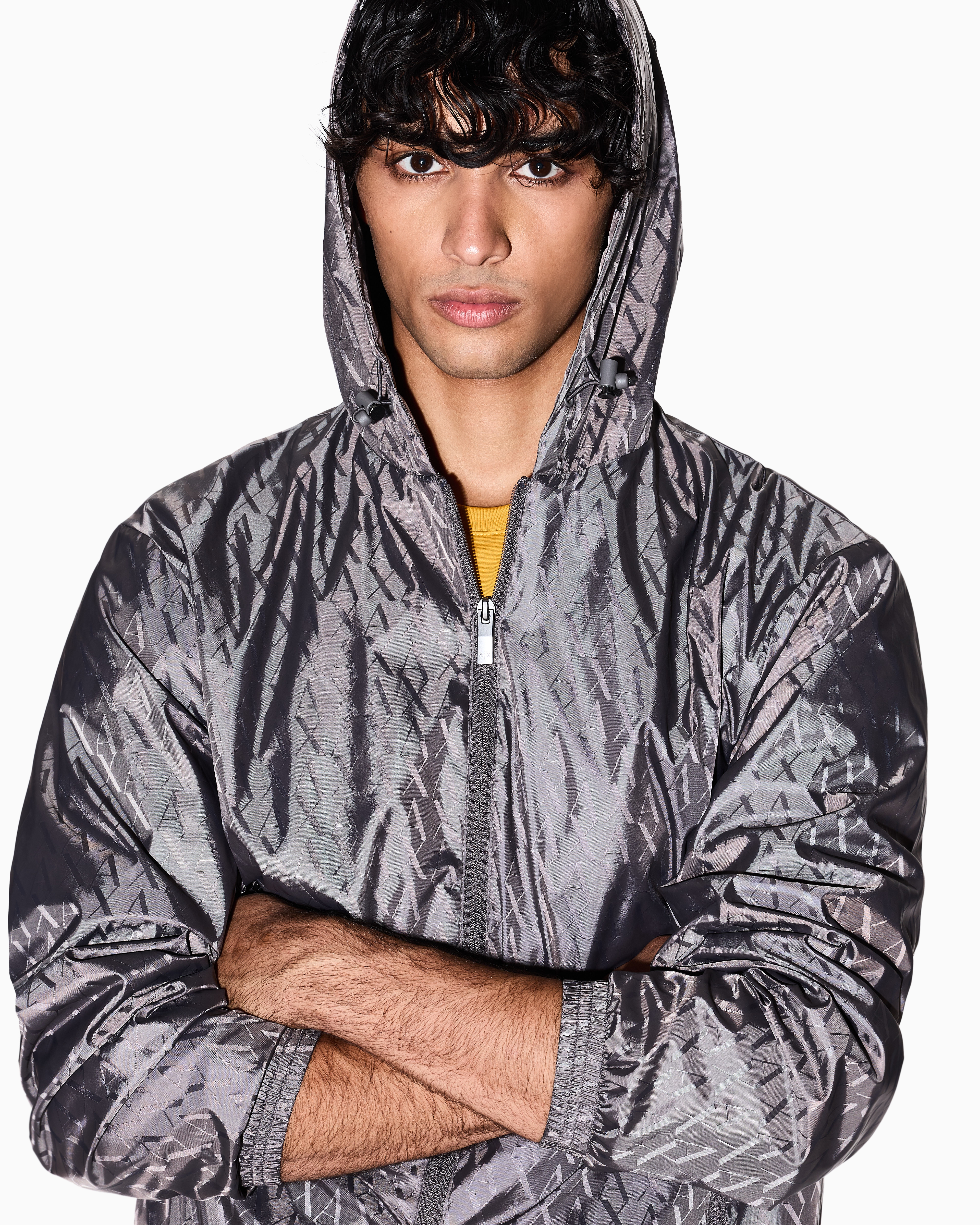 Armani Exchange Jacket With Allover Logo In Gray
