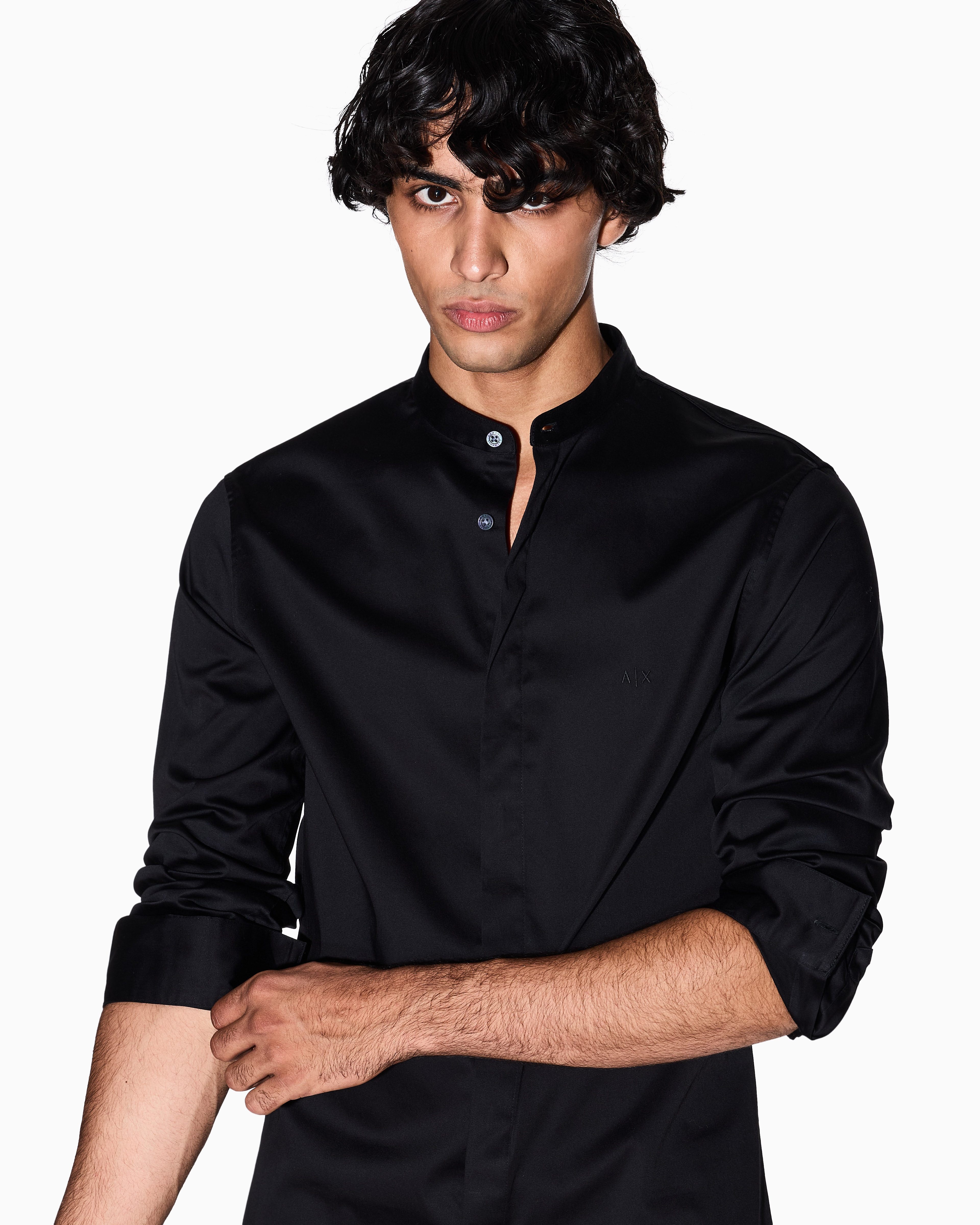 Armani Exchange - Classic Shirts, Man, Black, Size: M