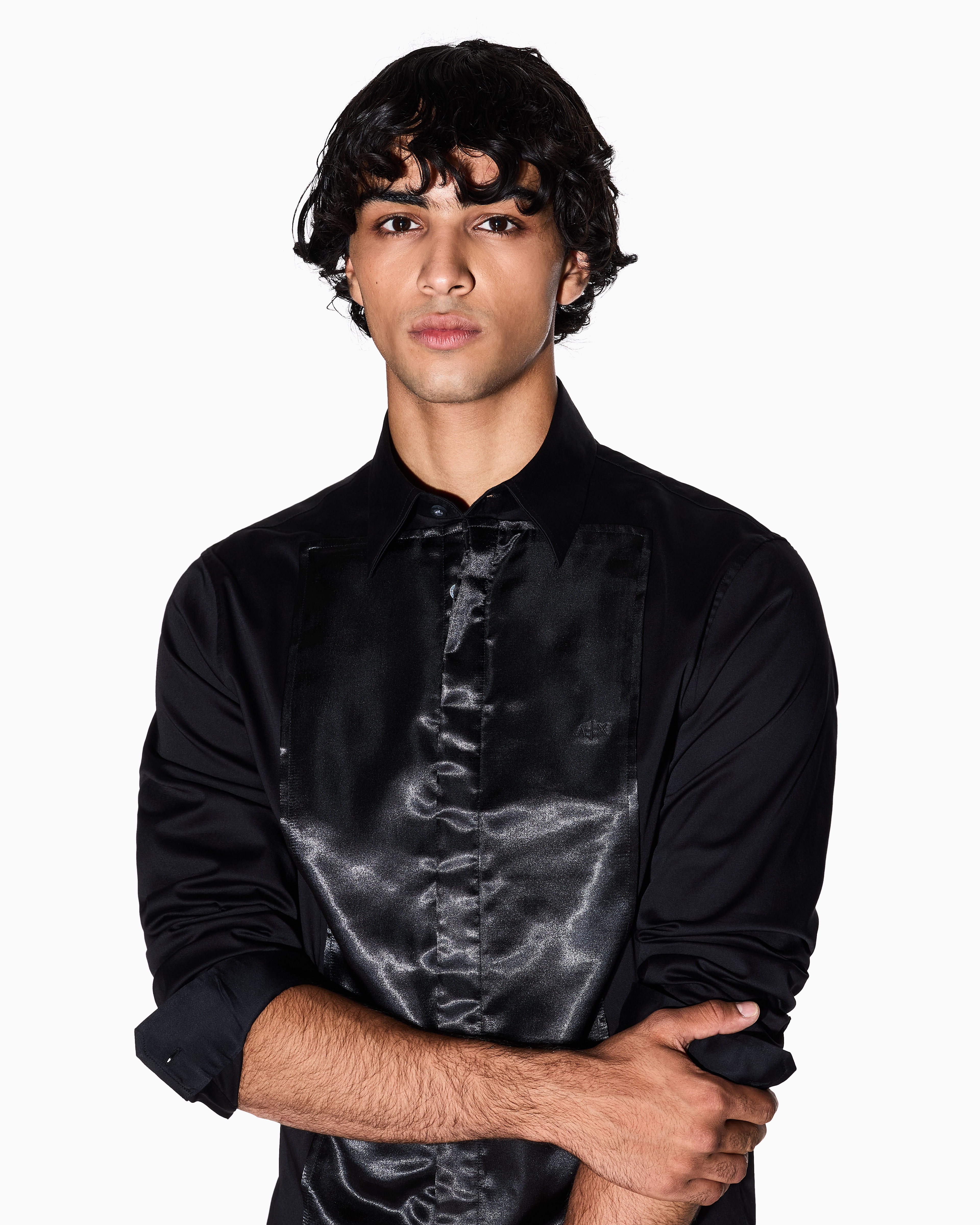 Armani Exchange - Classic Shirts, Man, Black, Size: M