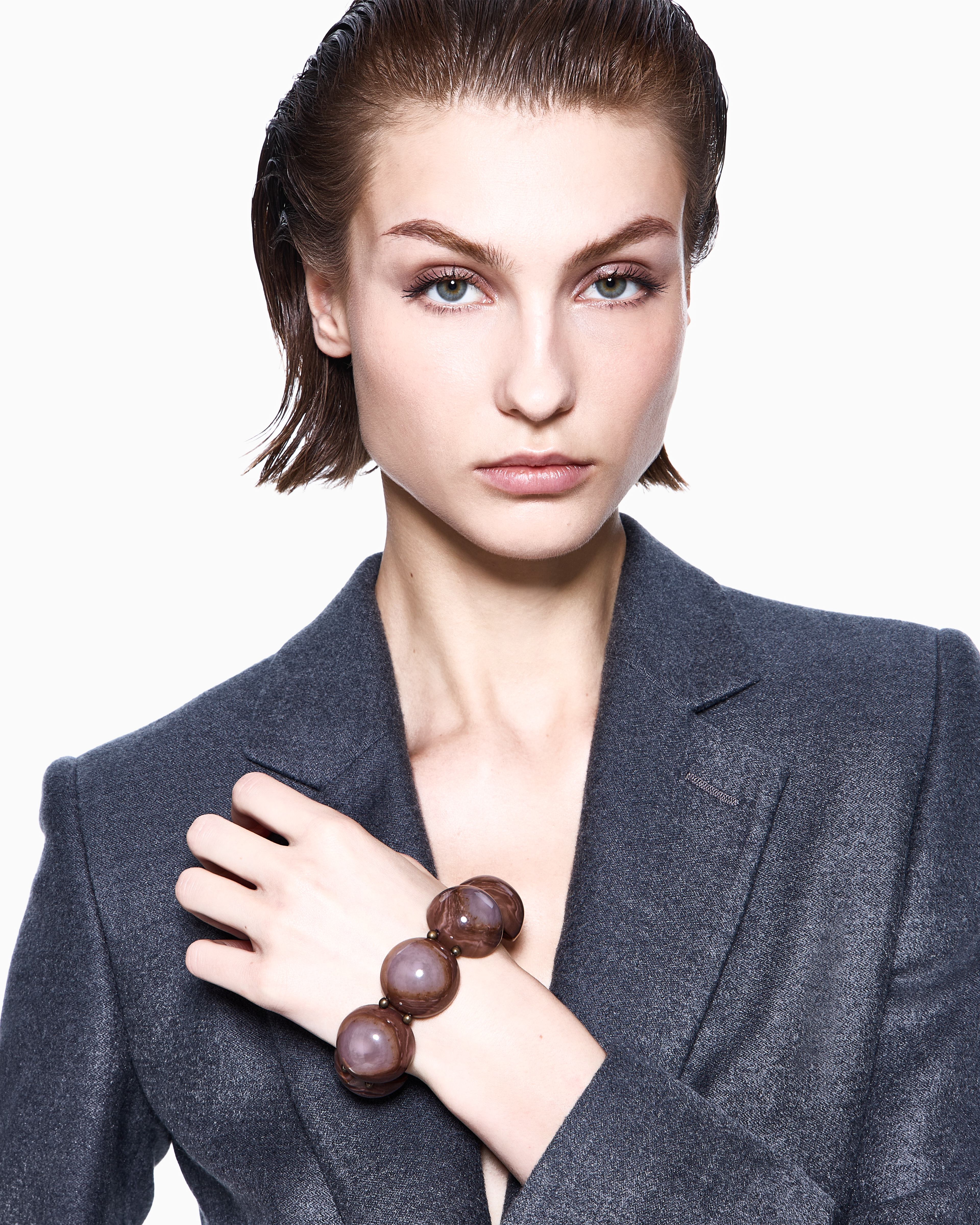 Giorgio Armani Bracelet Élastique Avec Cabochons En Résine In Pink