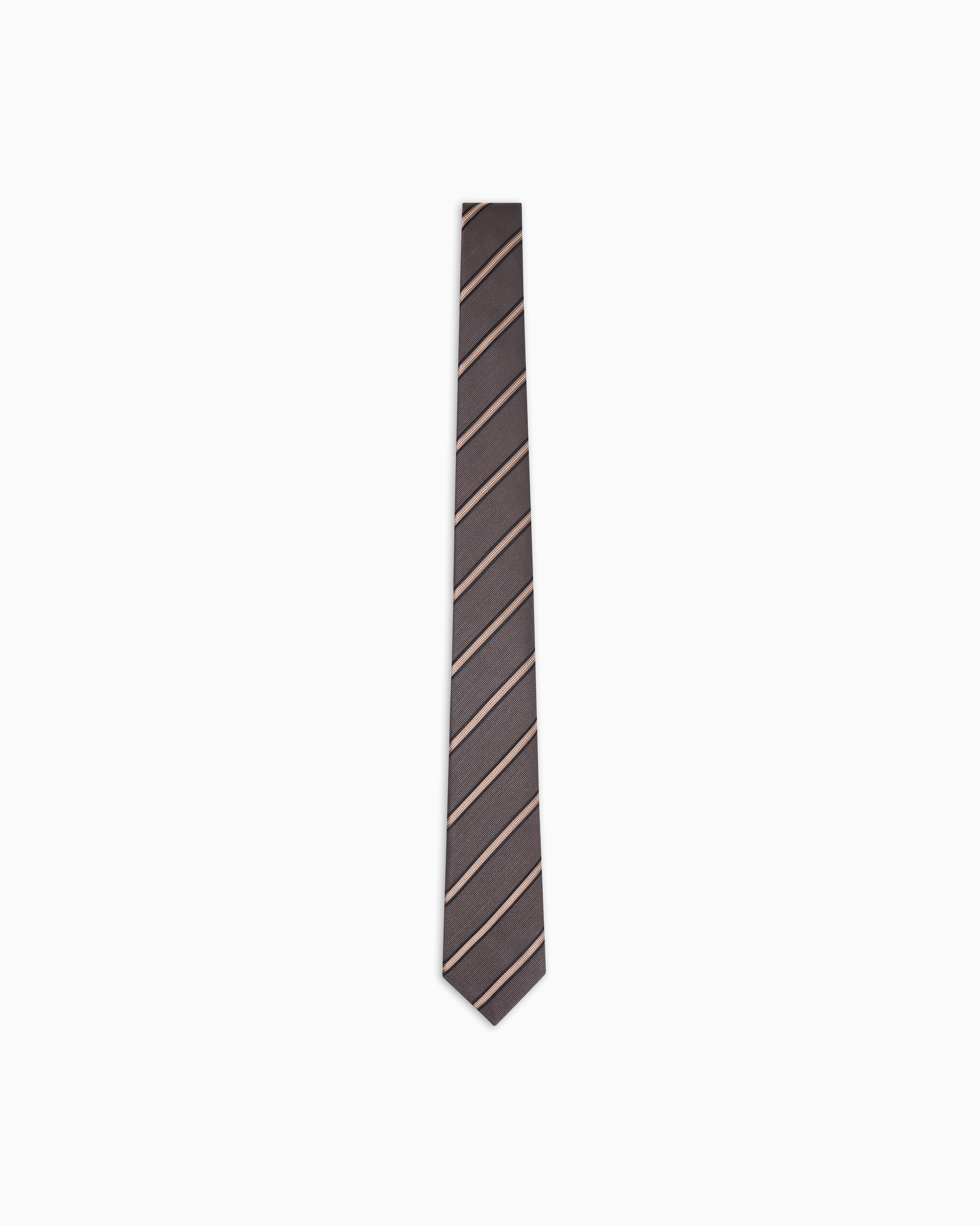 Giorgio Armani Cravate En Soie Jacquard Regimental In Brown