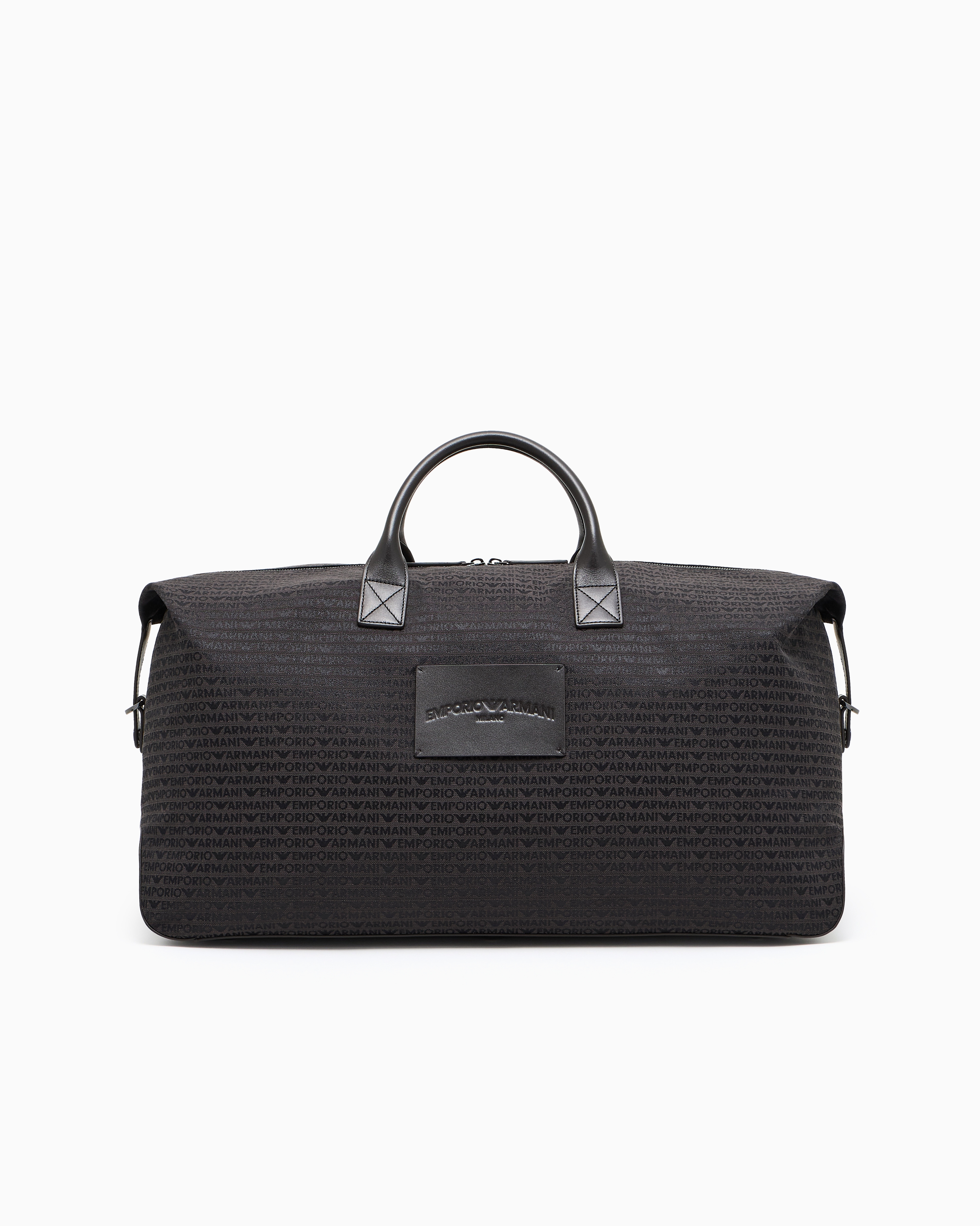 Emporio Armani - Weekend bag in monogram jacquard, Man, Grey, Size: TU