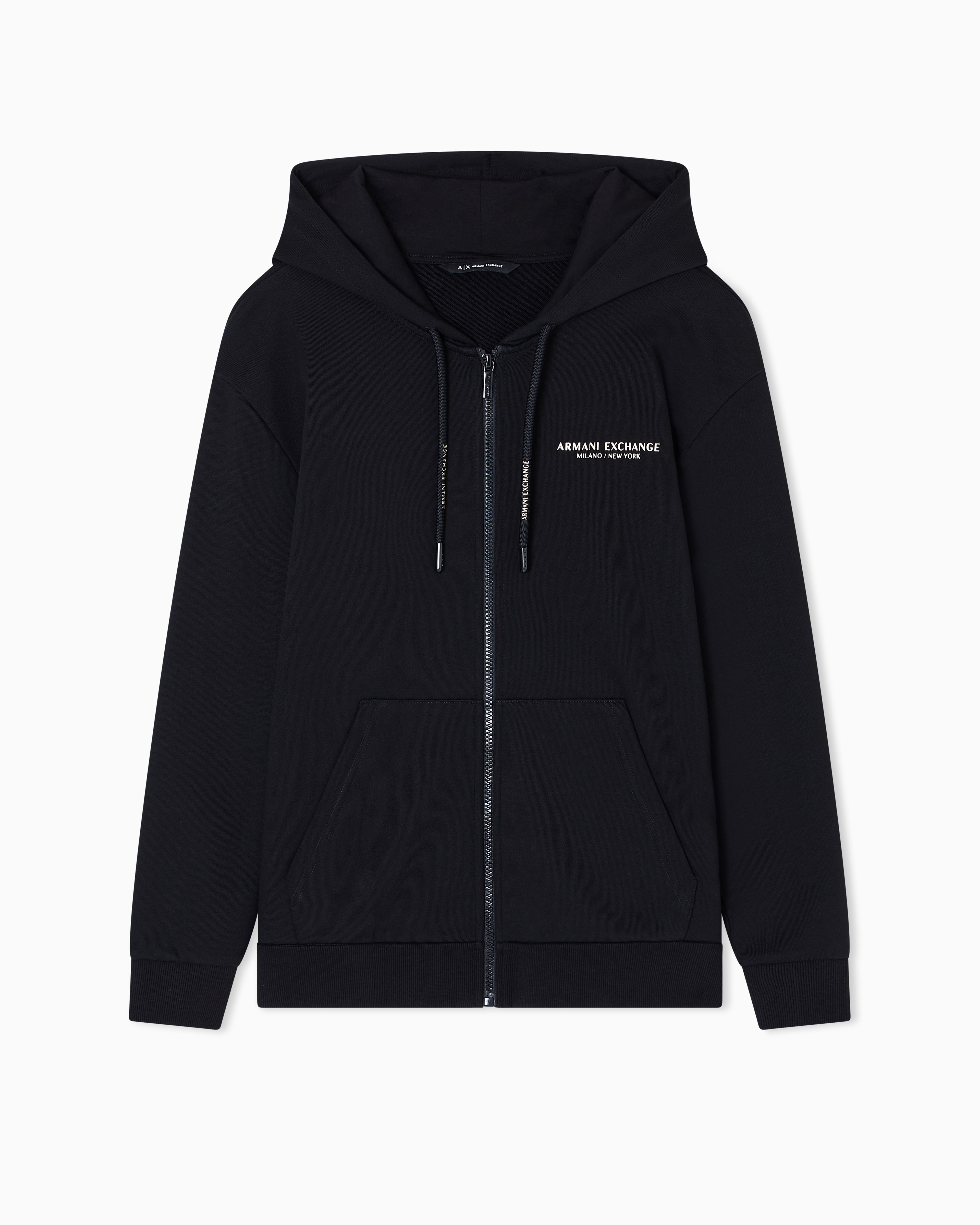 Armani Exchange - Cotton zip-up hoodie, Woman, Black, Size: