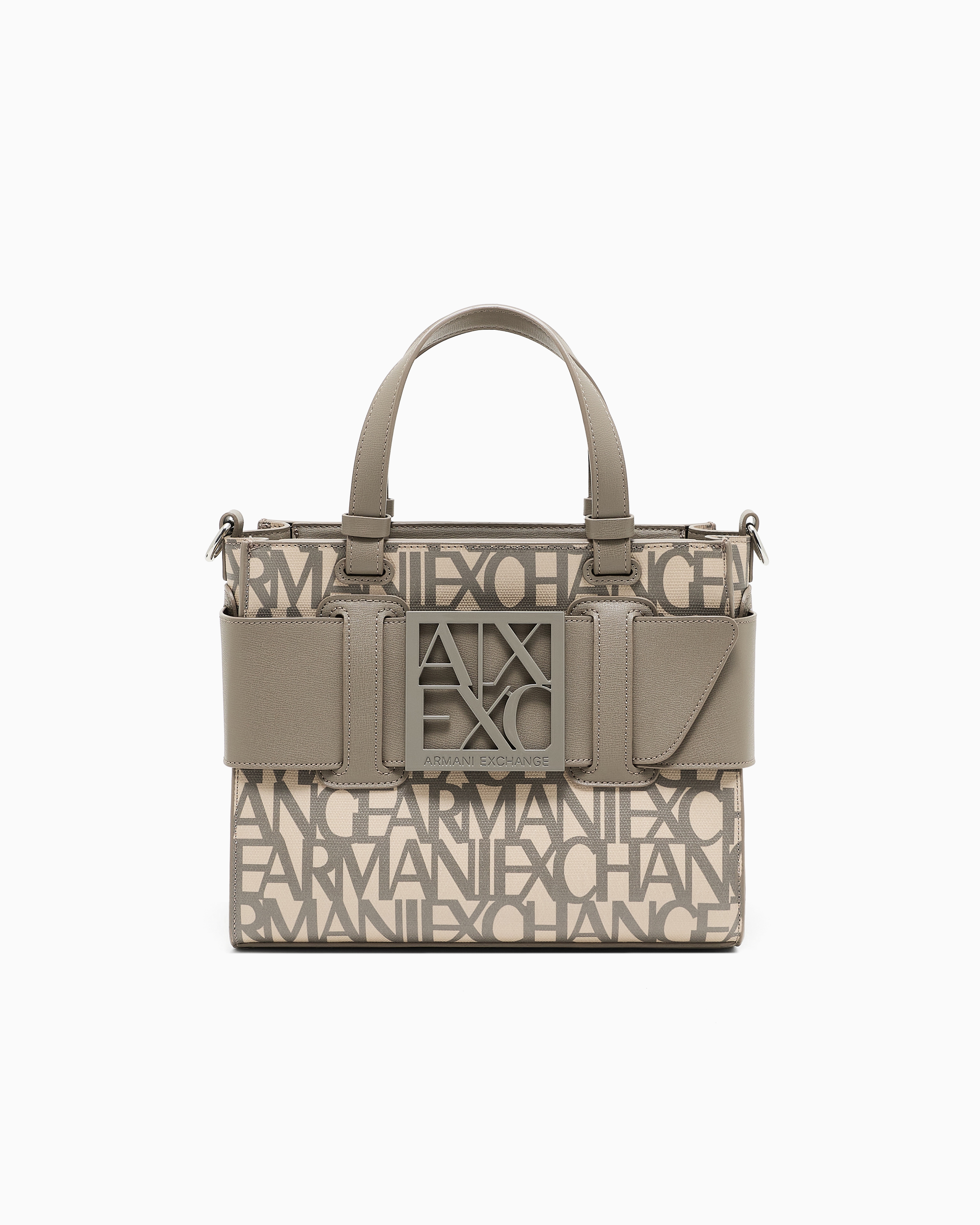 Armani Exchange - Medium tote bag with contrasting detail, Woman, Beige, Size: TU