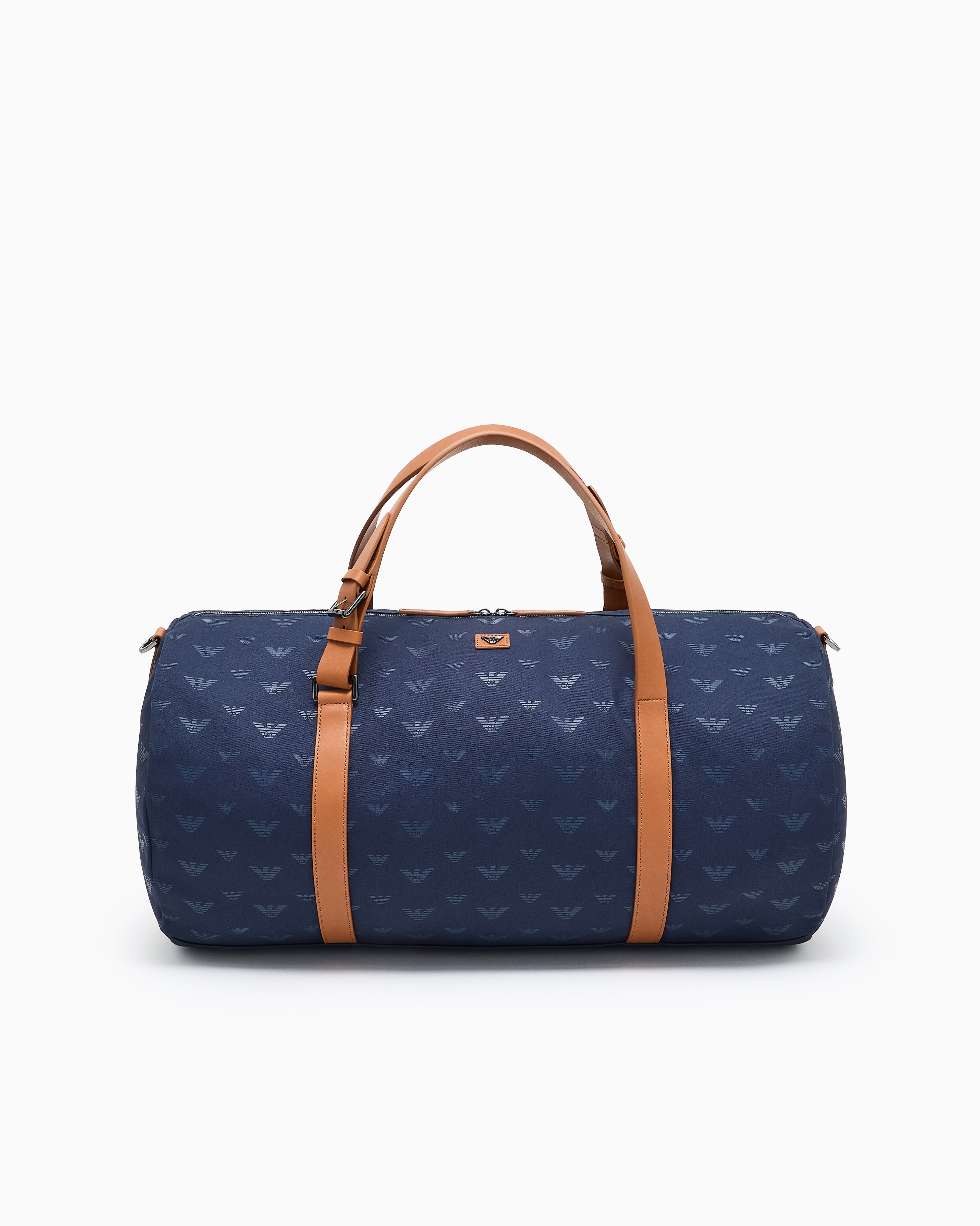 Emporio Armani - All-over eagle canvas weekend bag, Man, Navy Blue, Size: TU