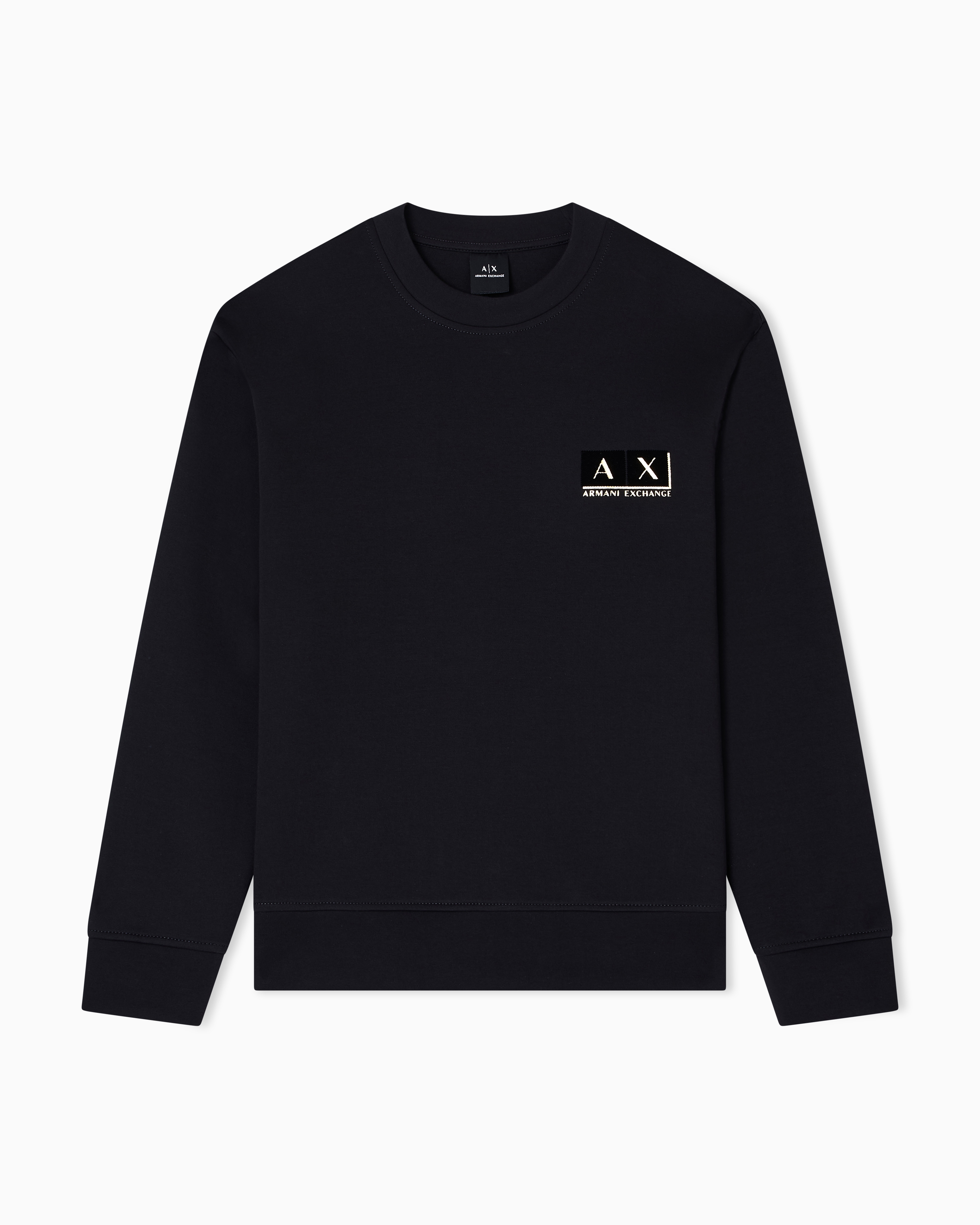 Black crewneck cotton sweatshirt | Armani Exchange