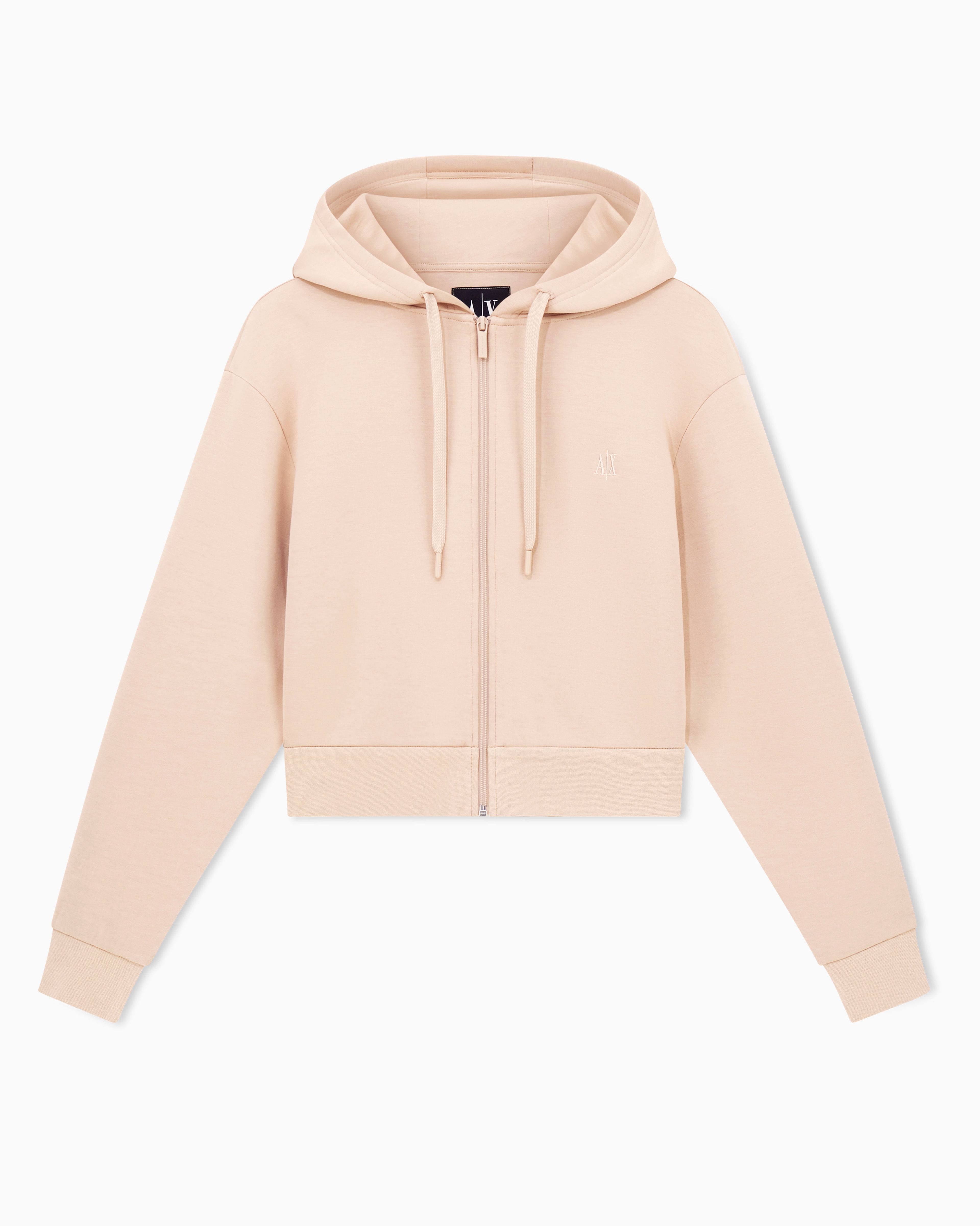 Full-zip hoodie Icon in stretch cotton with embroidered logo
