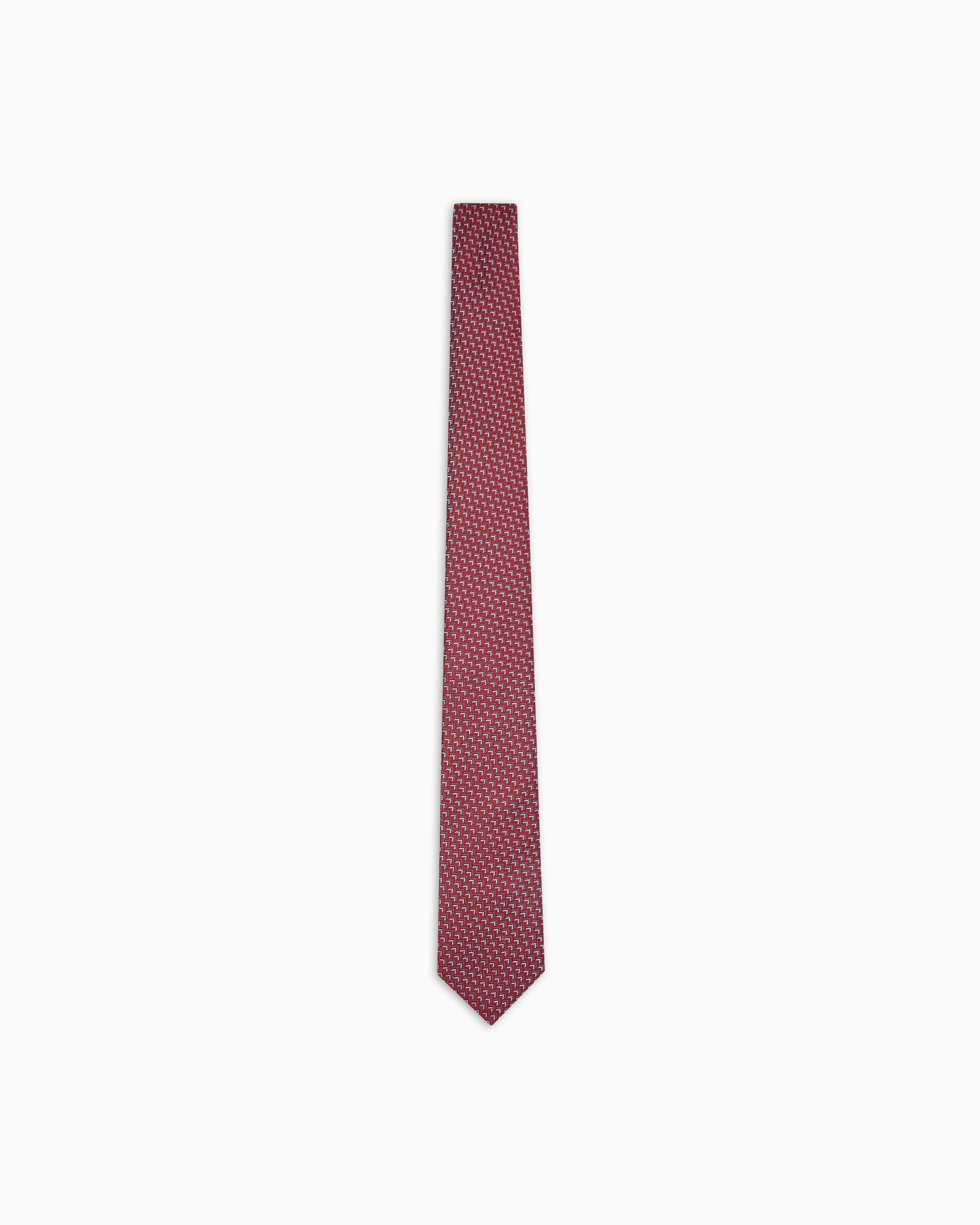 Giorgio Armani Cravate En Soie Jacquard Géométrique In Red