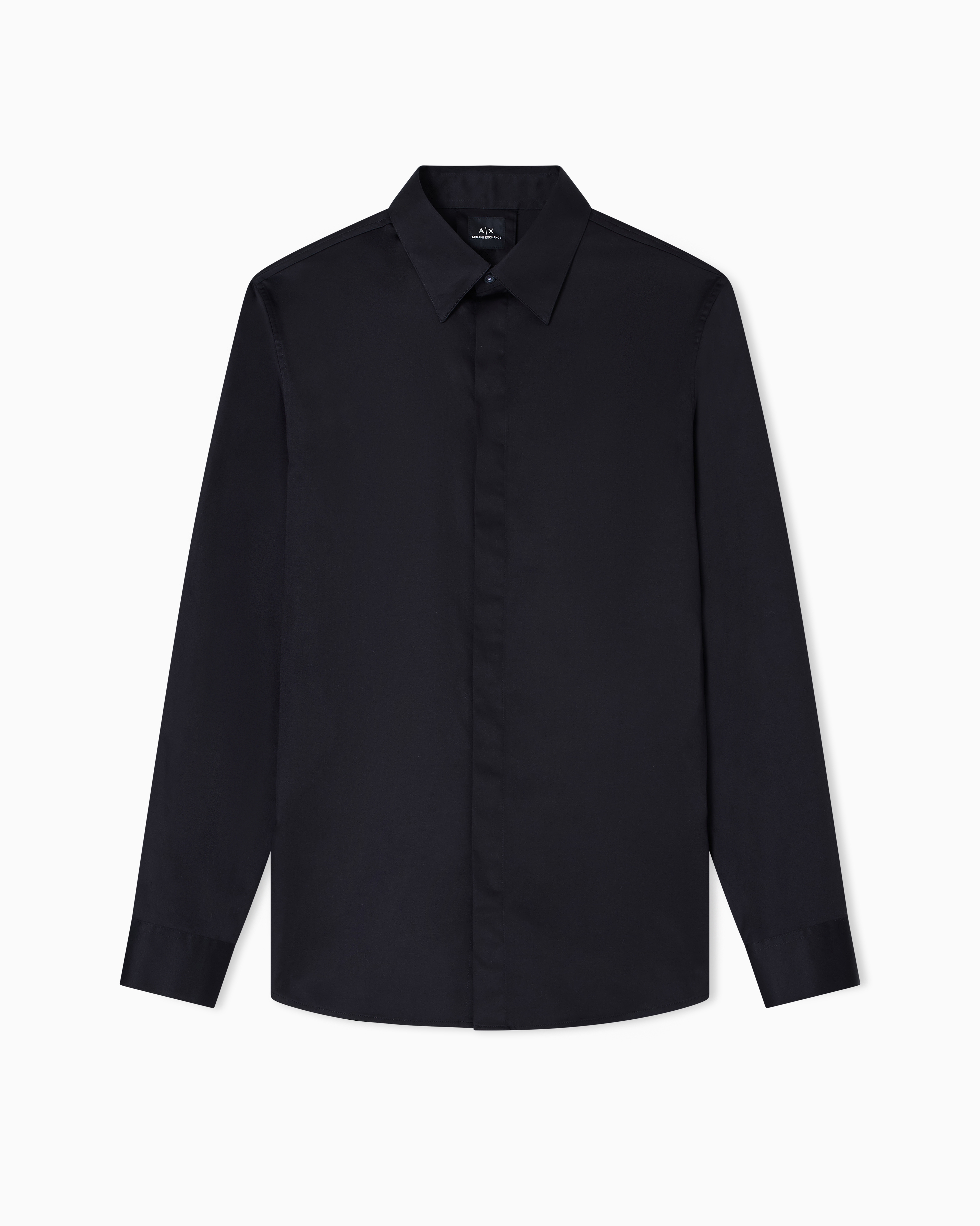 Armani Exchange - Slim-fit stretch cotton shirt, Man, Black, Size: