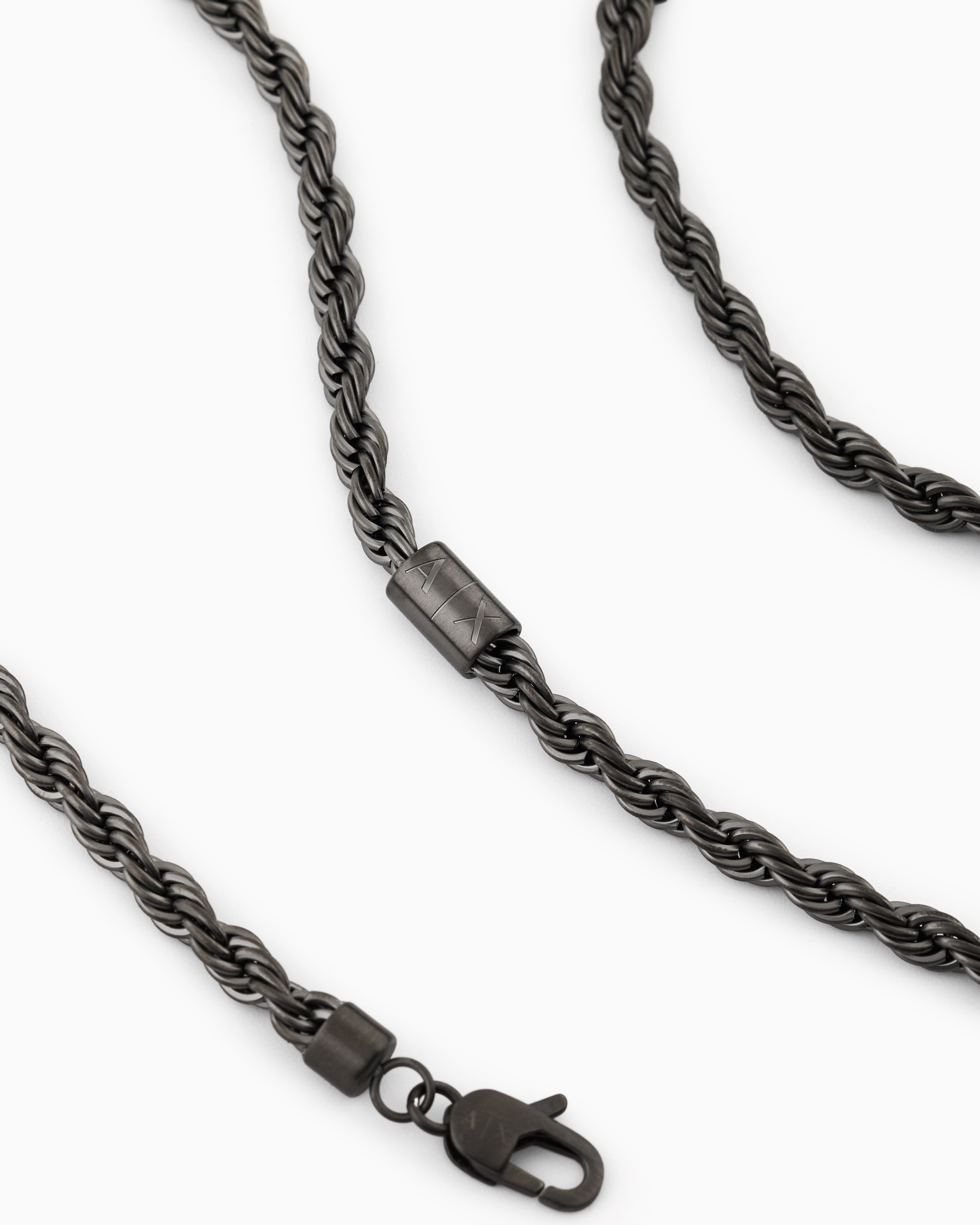 Armani Exchange -  Gunmetal Stainless Steel Chain Necklace, Man, Multicoloured, Size: TU