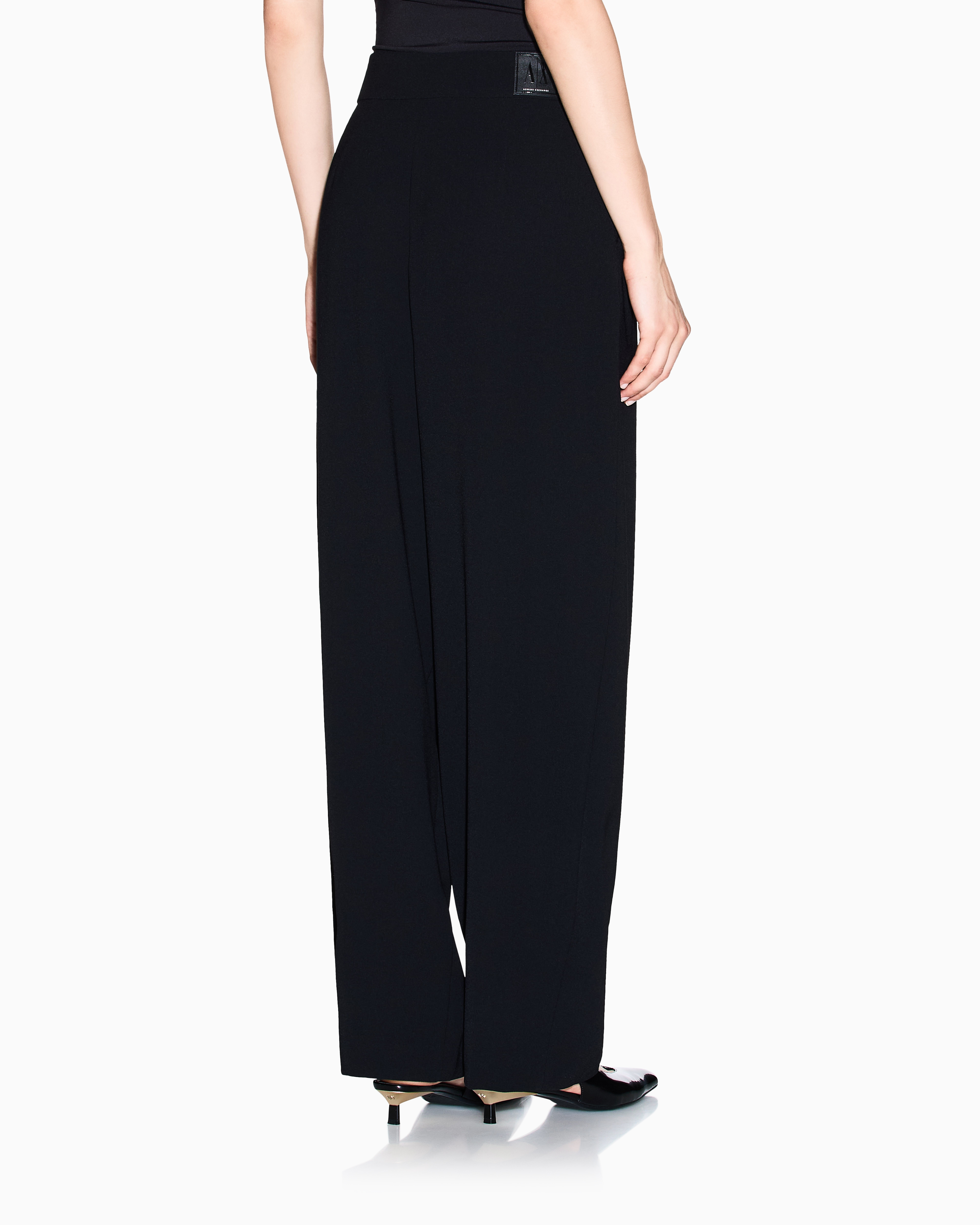 Armani Exchange - Twill pleated trousers, Woman, Black, Size: