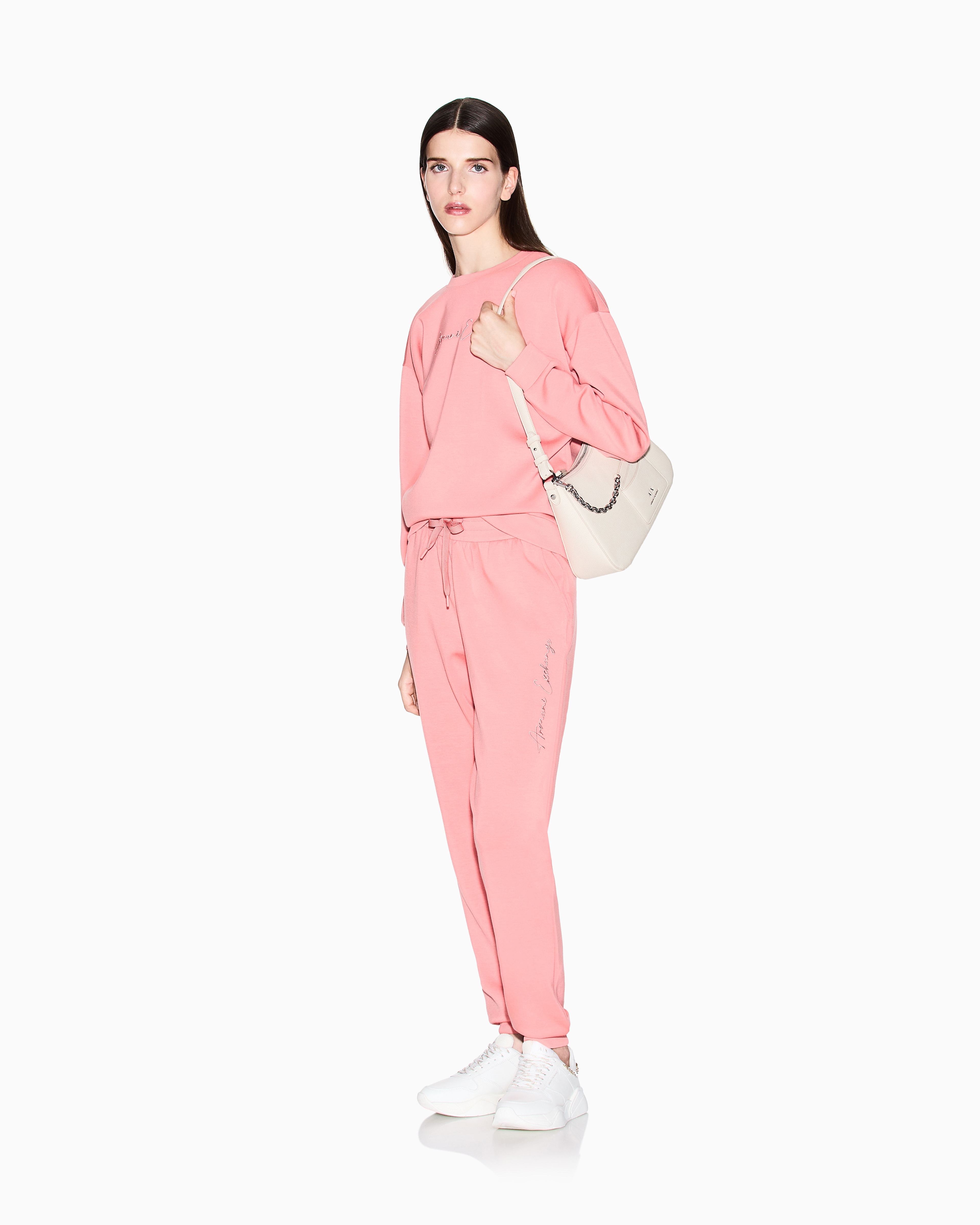Armani Exchange - Basic crewneck sweatshirt, Woman, Pink, Size:
