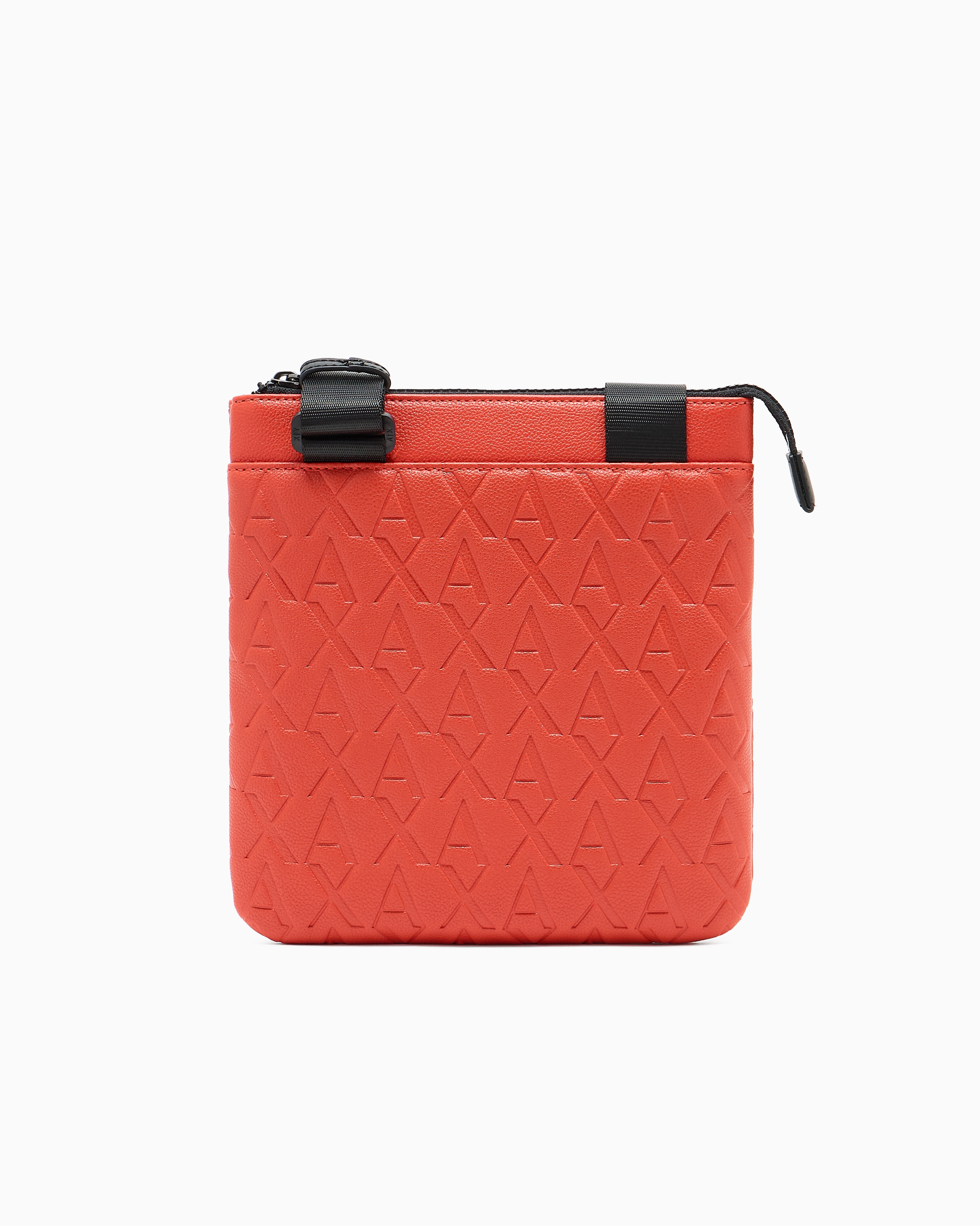 Armani Exchange - Flat shoulder bag with allover logo, Man, Orange, Size: TU
