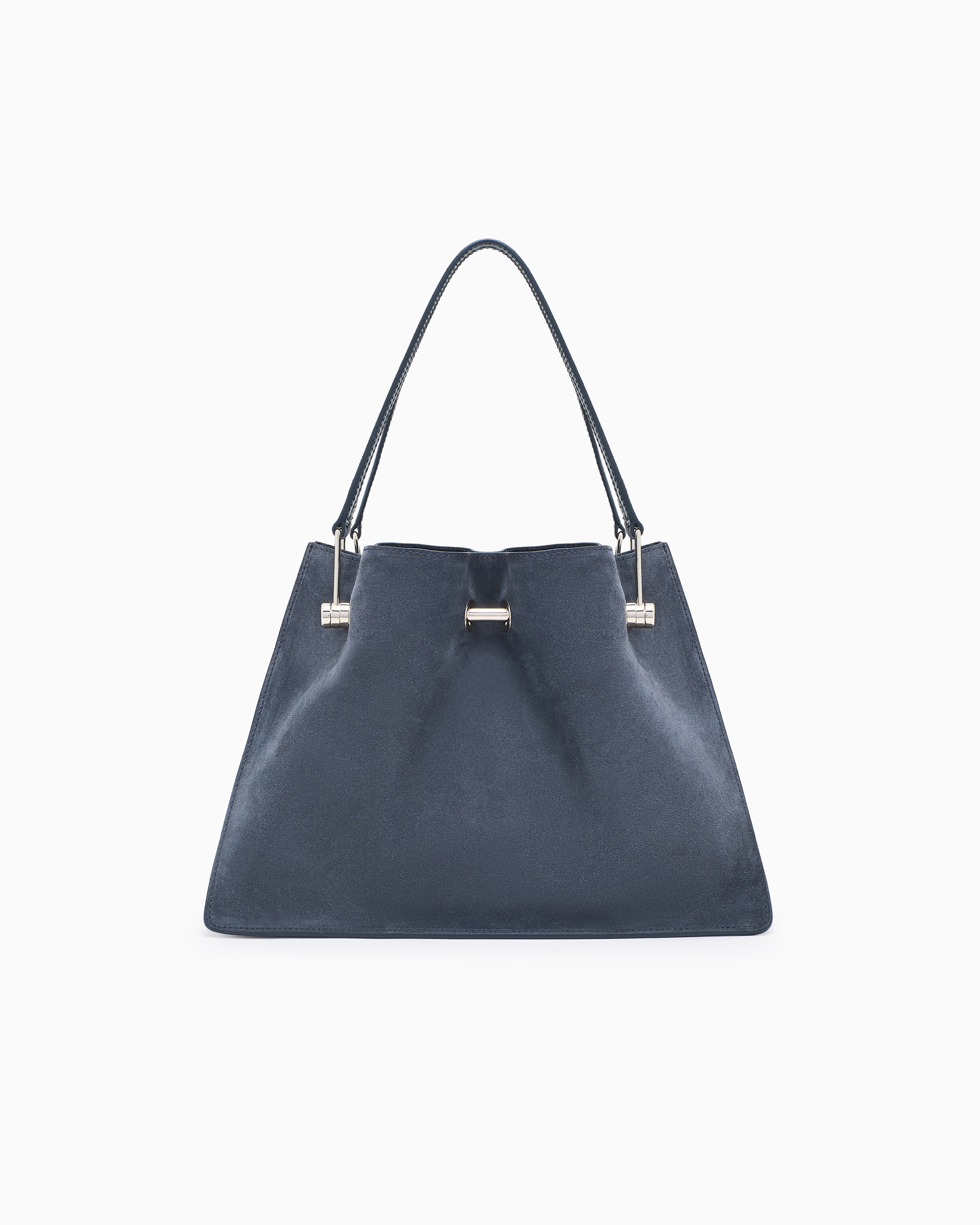Giorgio Armani Small Suede Shopper Bag In Gray