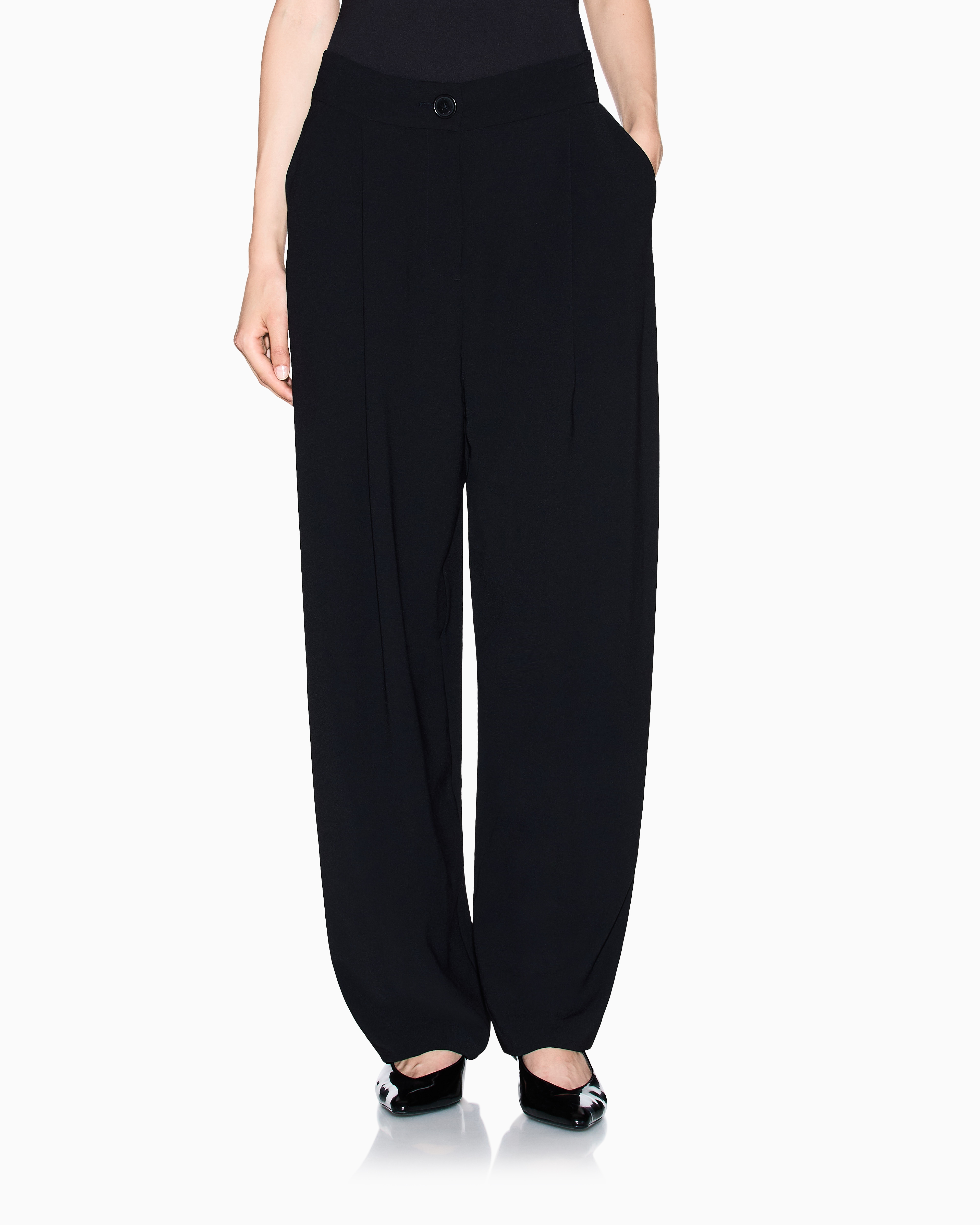 Armani Exchange - Twill pleated trousers, Woman, Black, Size: