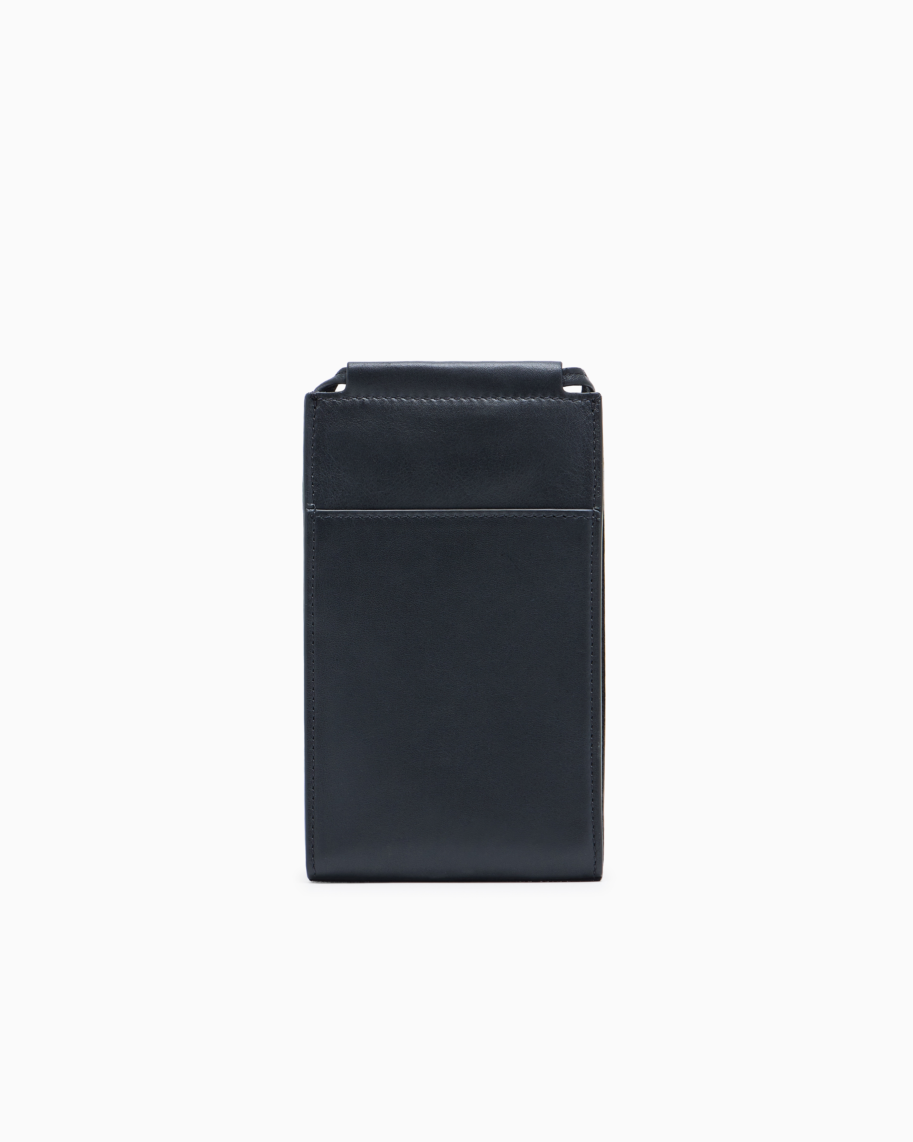 Giorgio Armani Calfskin And Suede Mobile Phone Holder In Black