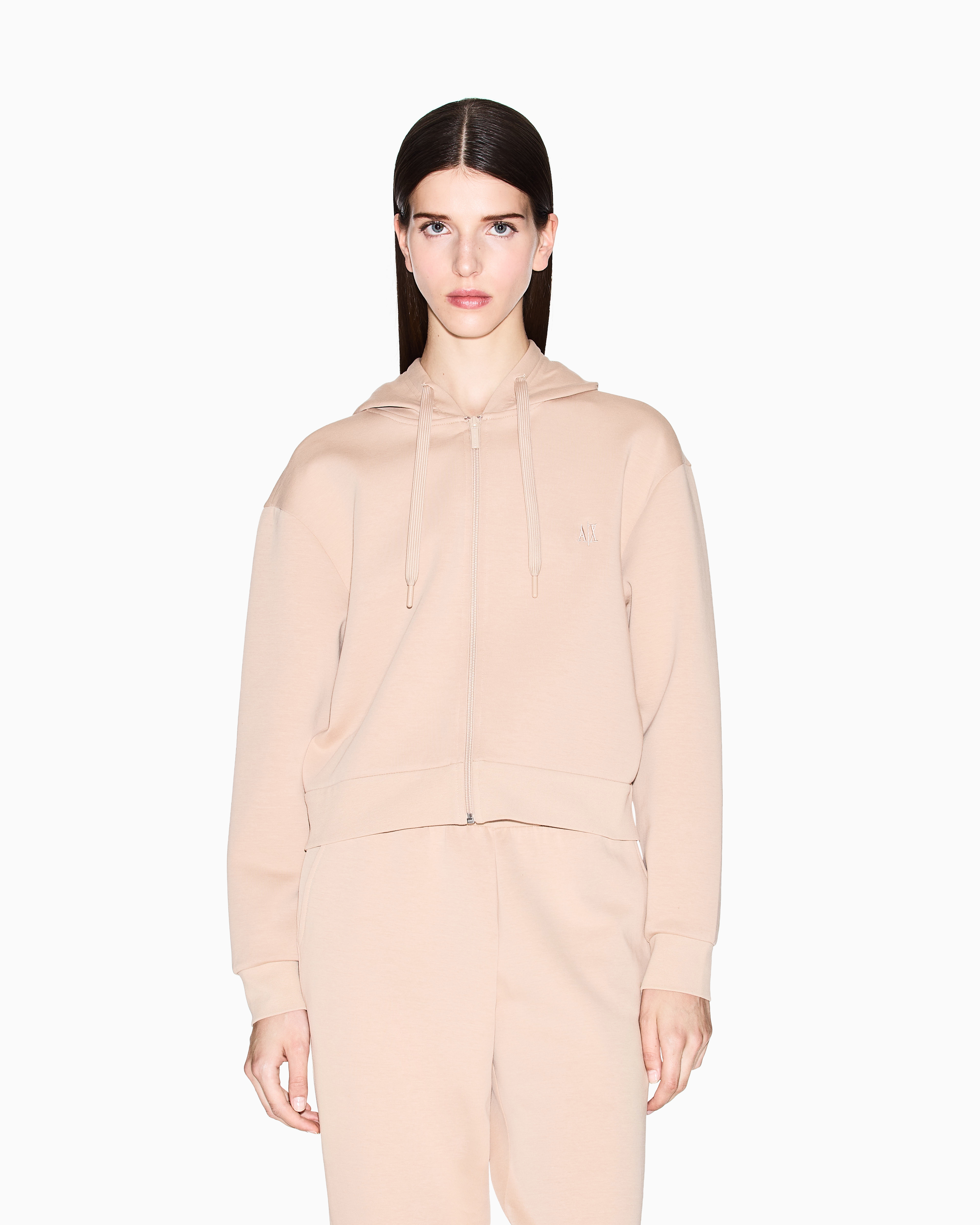 Armani Exchange -  Icon Cropped Hoodie, Woman, Camel, Size: