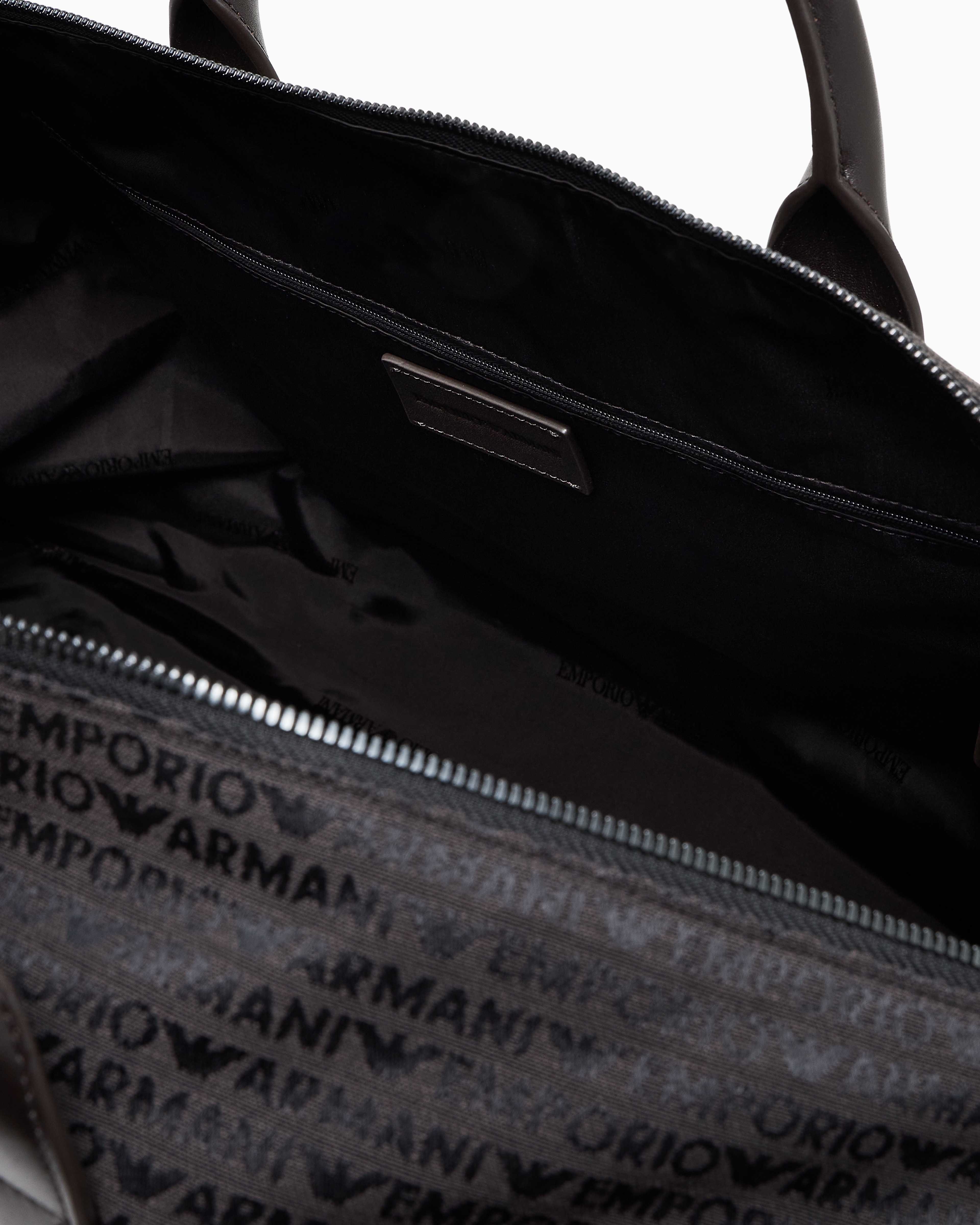 Emporio Armani - Weekend bag in monogram jacquard, Man, Grey, Size: TU