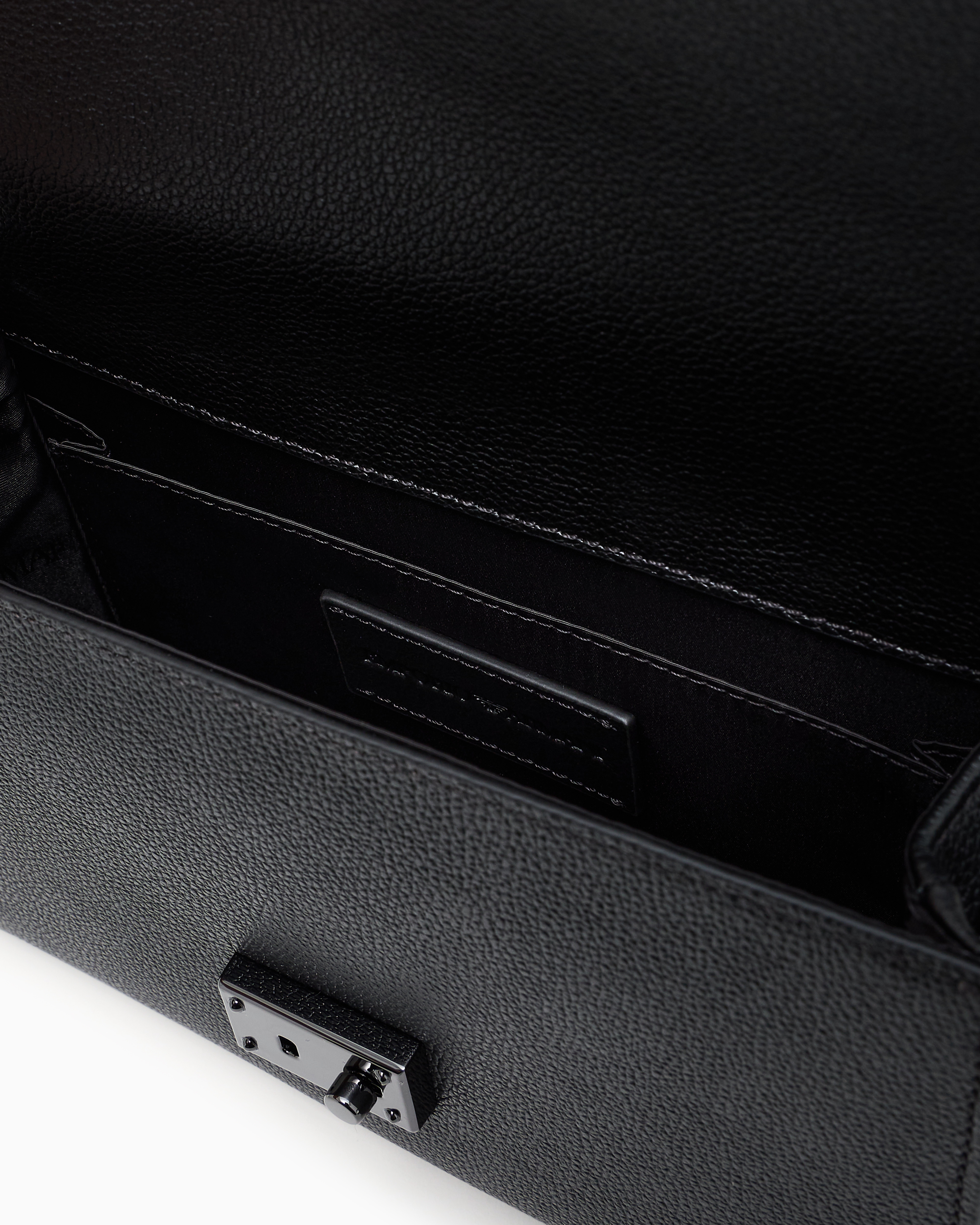 Shoulder bag with flap in tumbled leather | Emporio Armani