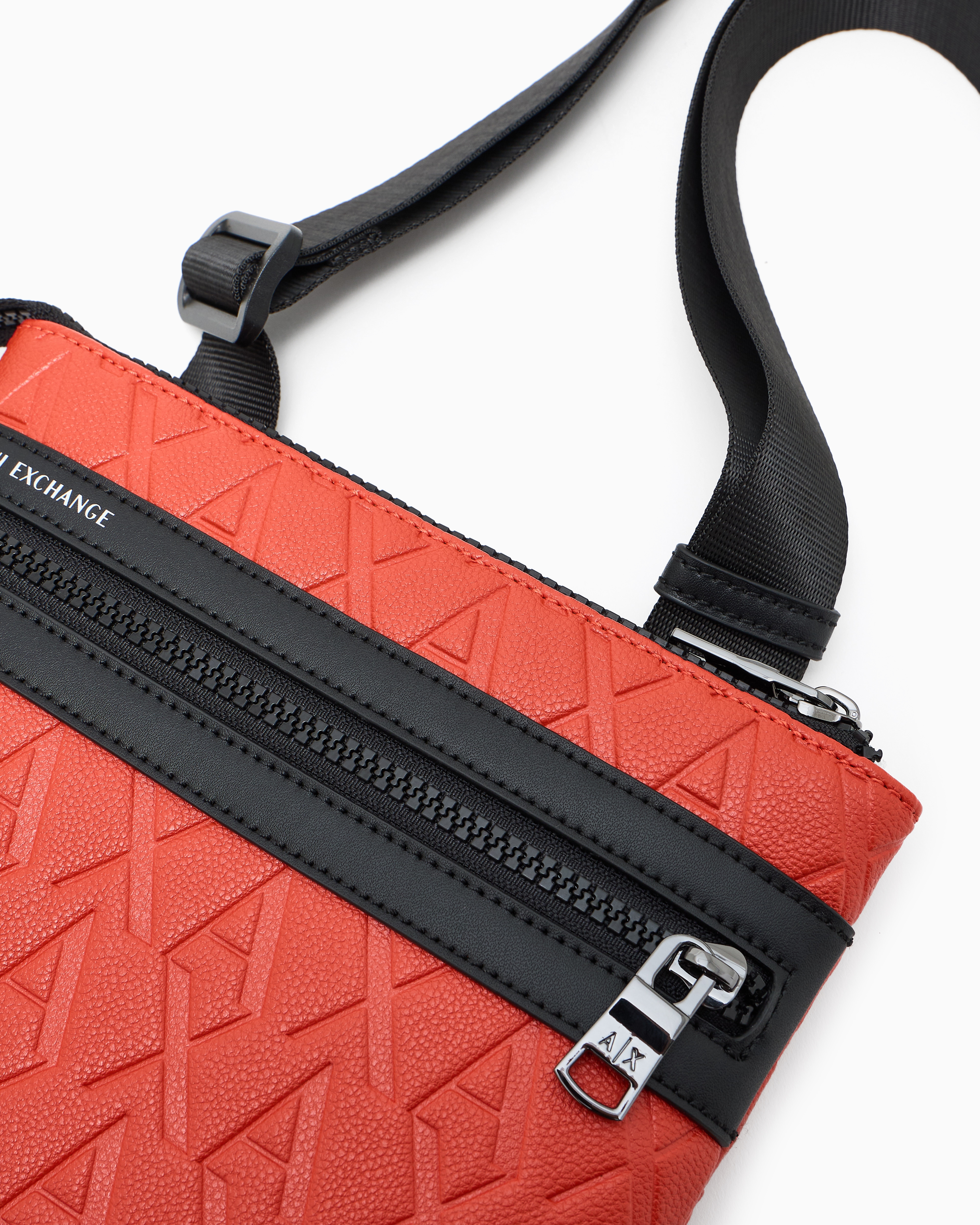 Armani Exchange - Flat shoulder bag with allover logo, Man, Orange, Size: TU