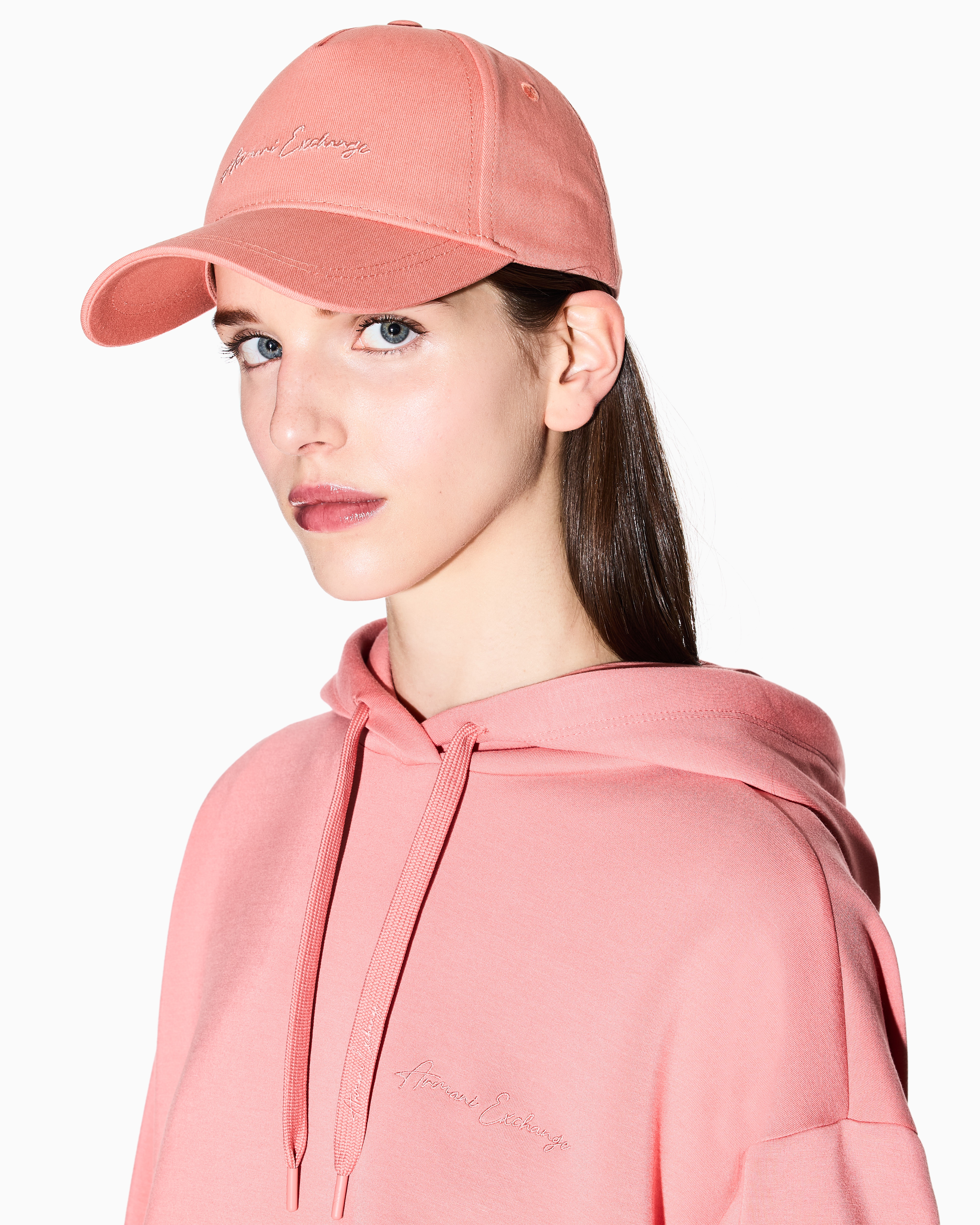 Armani Exchange Cotton Visor Hat In Pink