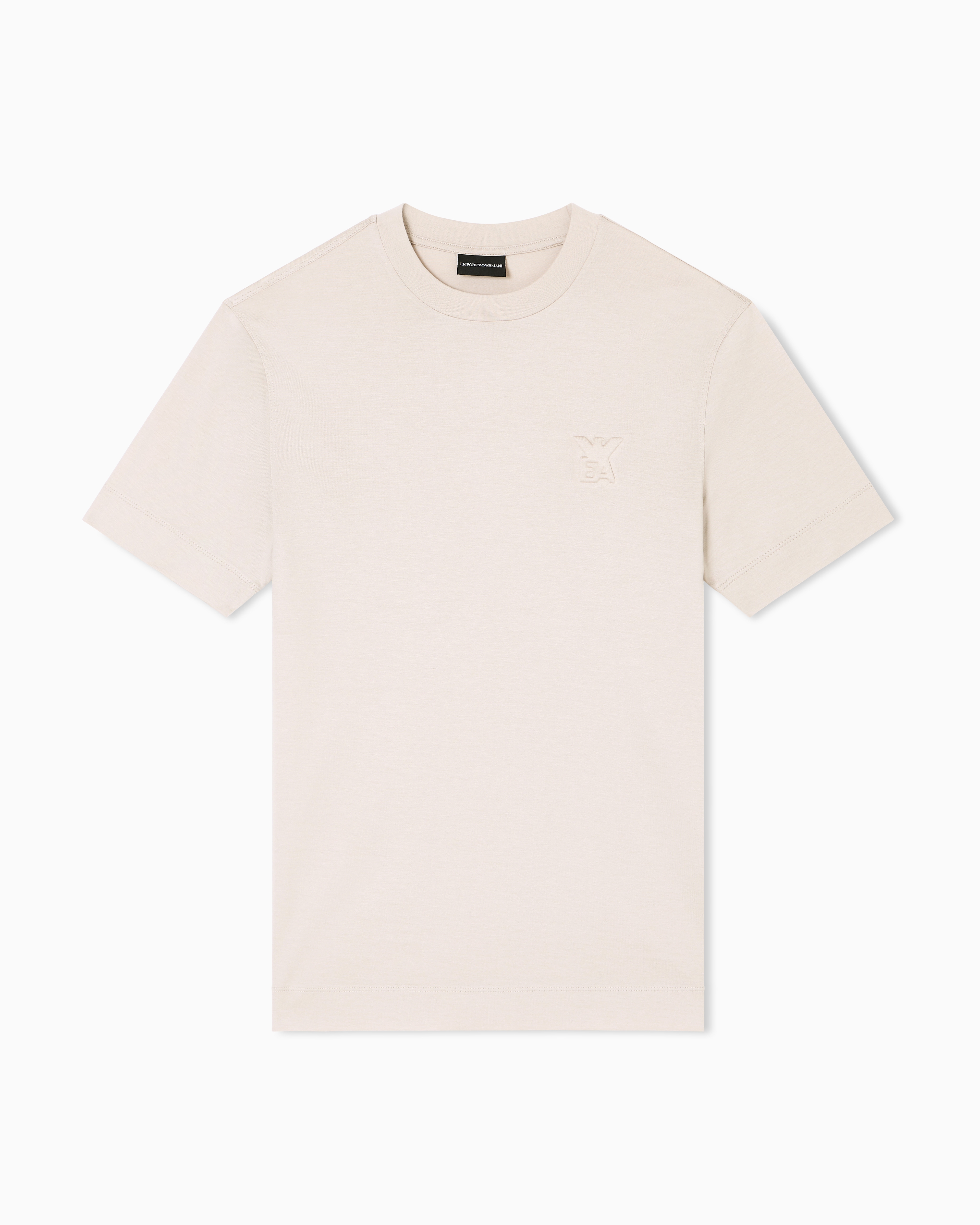 Emporio Armani - ASV Lyocell jersey blend T-shirt with domed logo, Man, Beige, Size: M