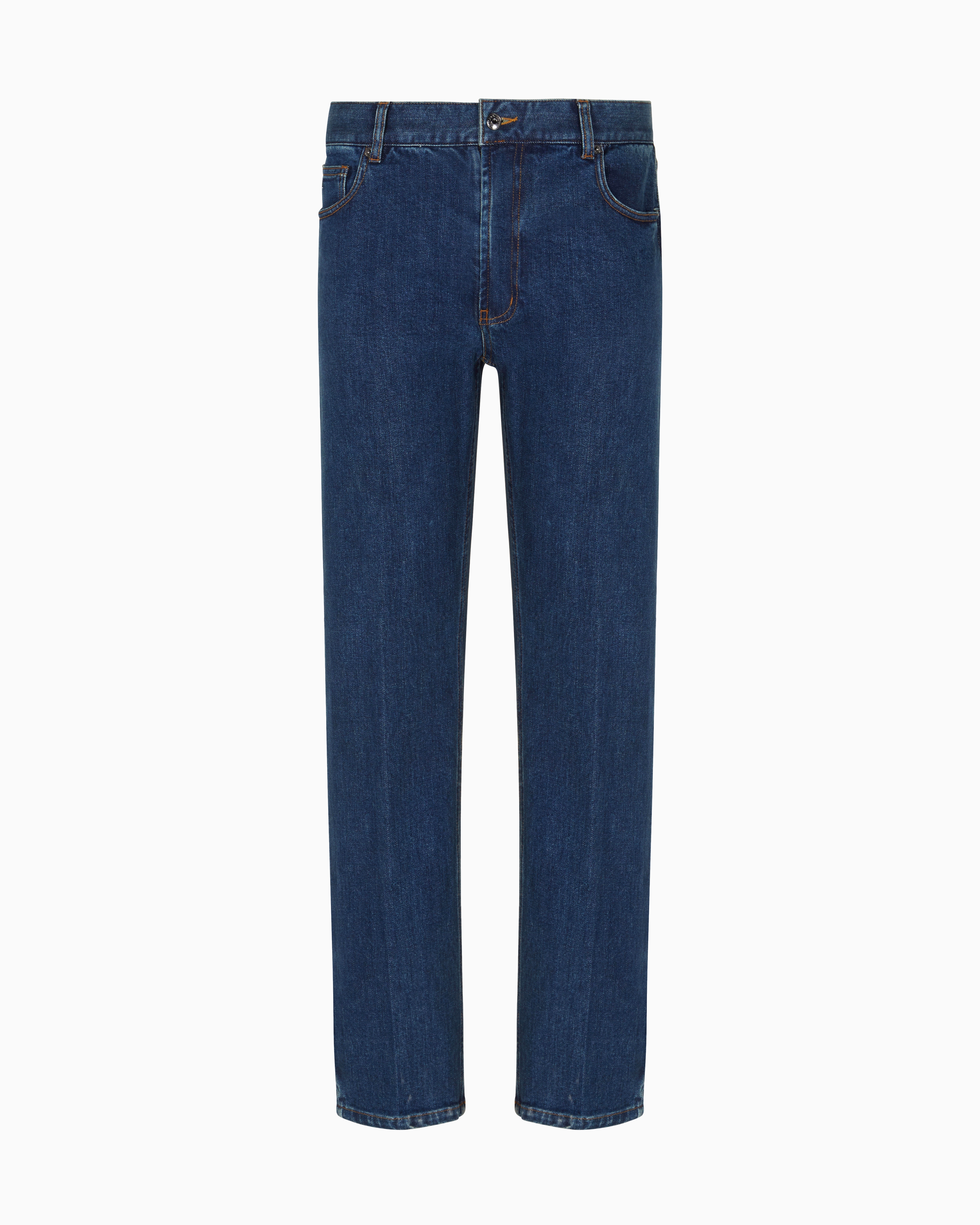 Emporio Armani - J76 straight-fit jeans stretch denim with logo pocket, Man, Blue, Size: