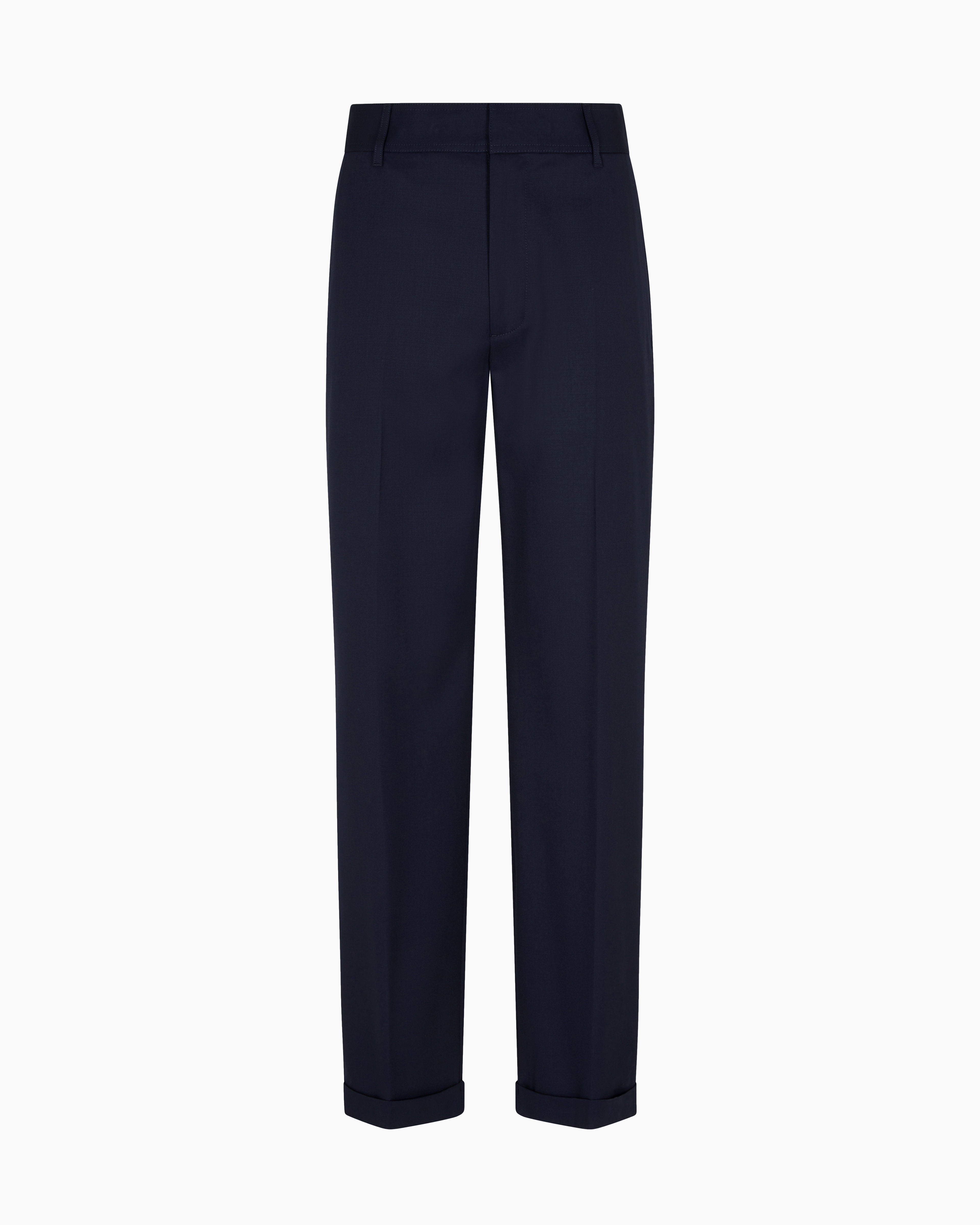Emporio Armani - Virgin wool twill trousers, Man, Navy_blue, Size: