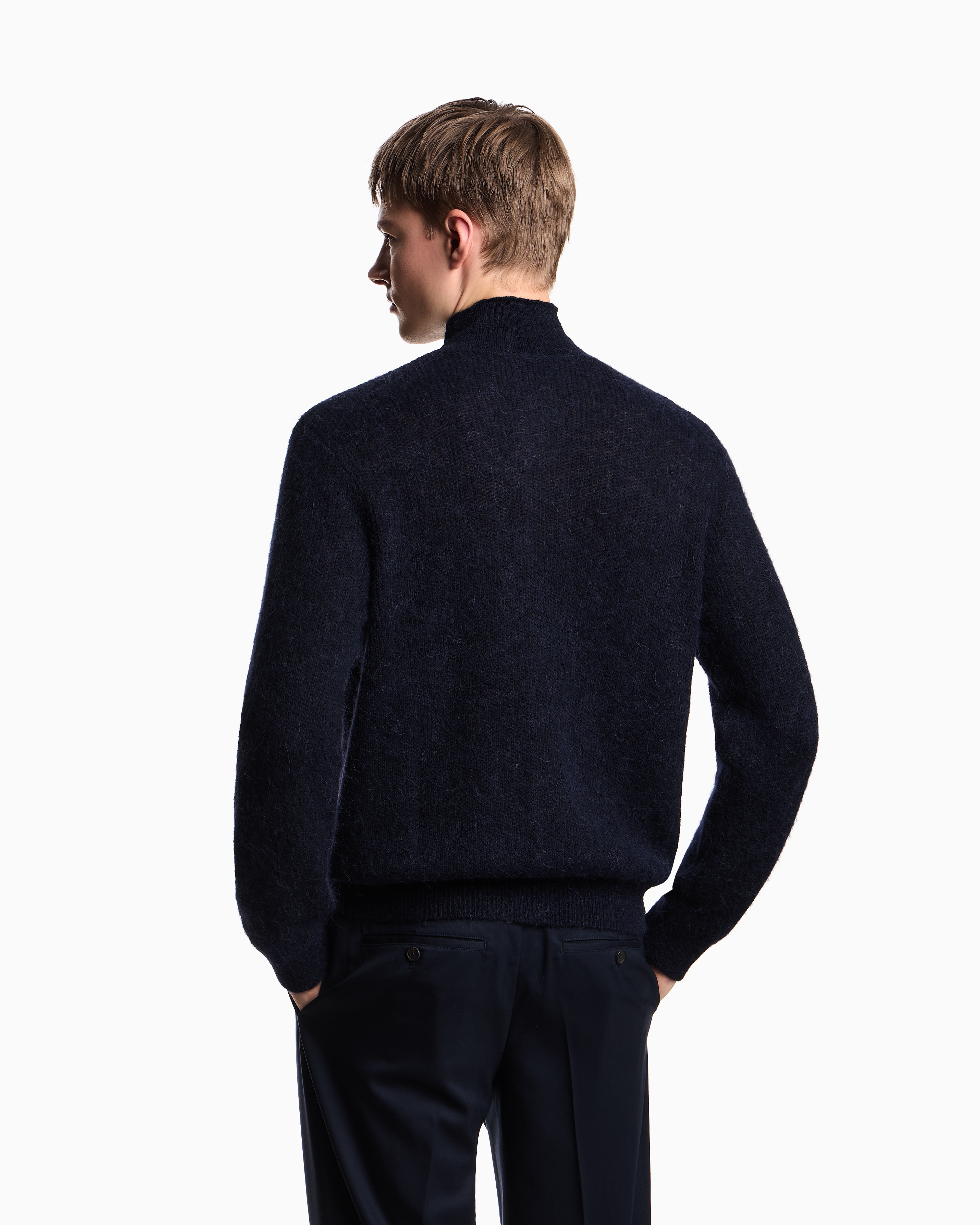 アルマーニジーンズ アルパカ XL デザインニット セーター カーディガン カーディガン アルパカ混紡 ファンシーニット | Emporio Armani