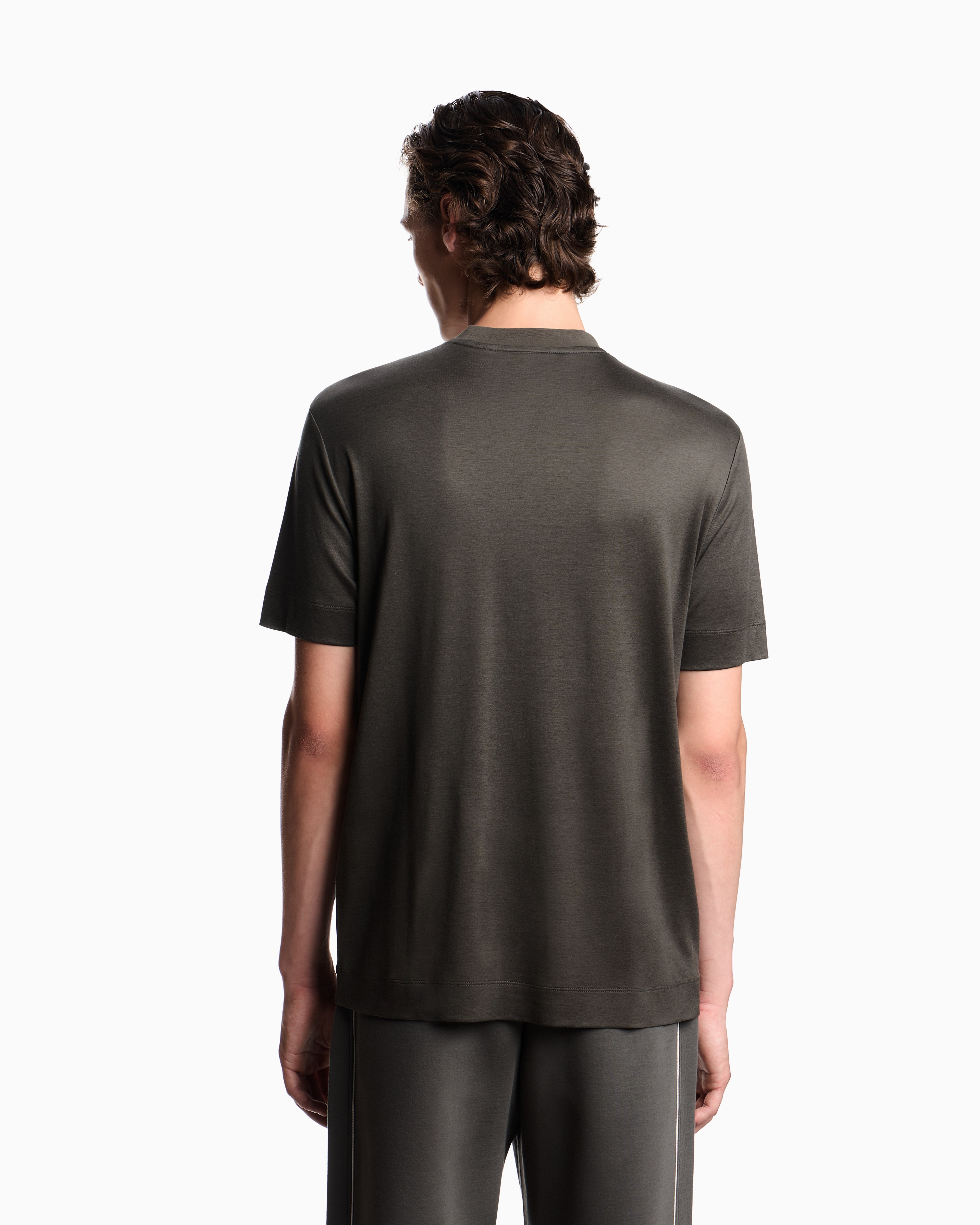 Emporio Armani - Lyocell blend jersey T-shirt with pocket and 3D-effect logo, Man, Green, Size: