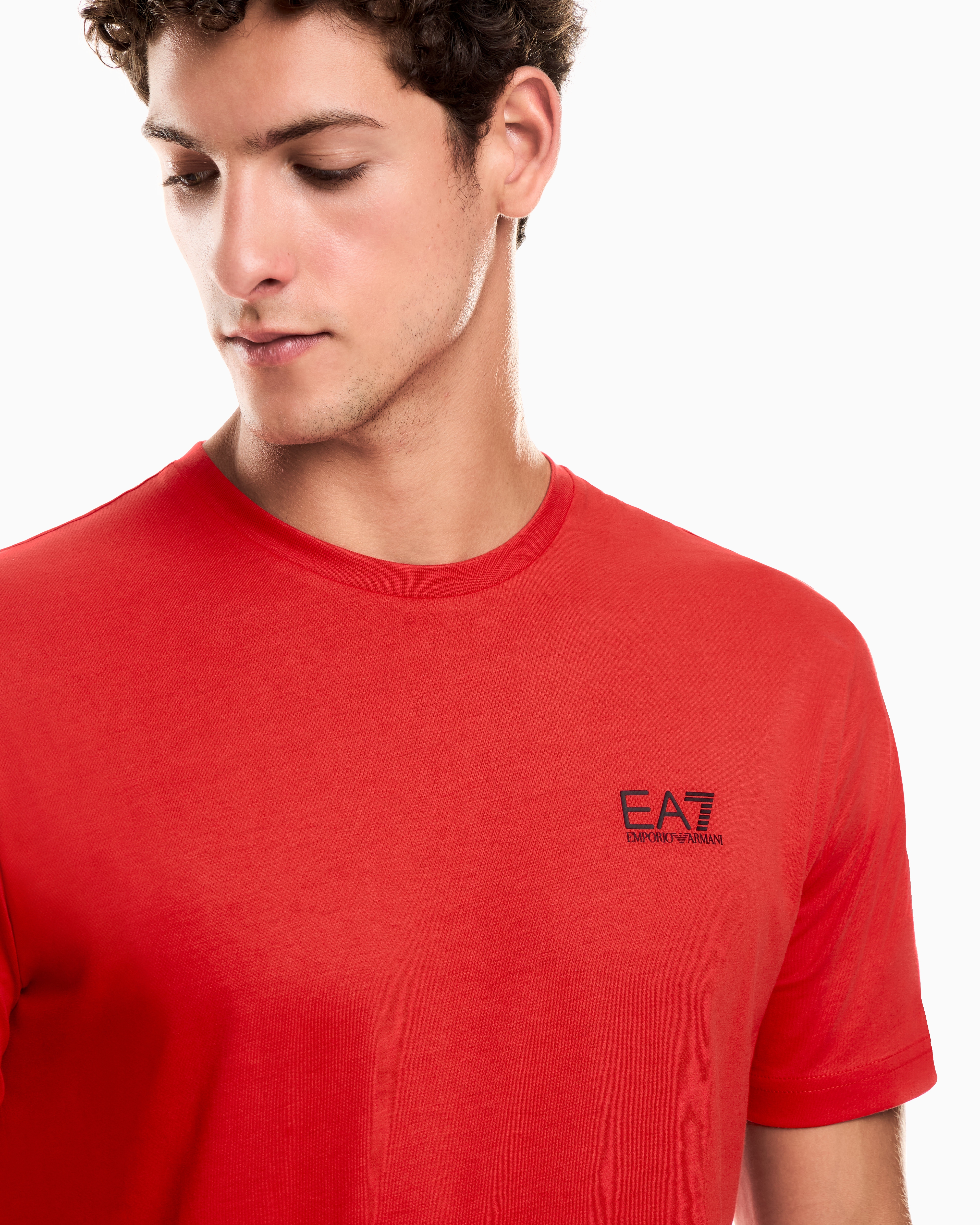 Tシャツ・カットソー EA7 TSHIRT (7M000067AF13802) Logo Series cotton jersey crew-neck T-shirt with sequins | EA7