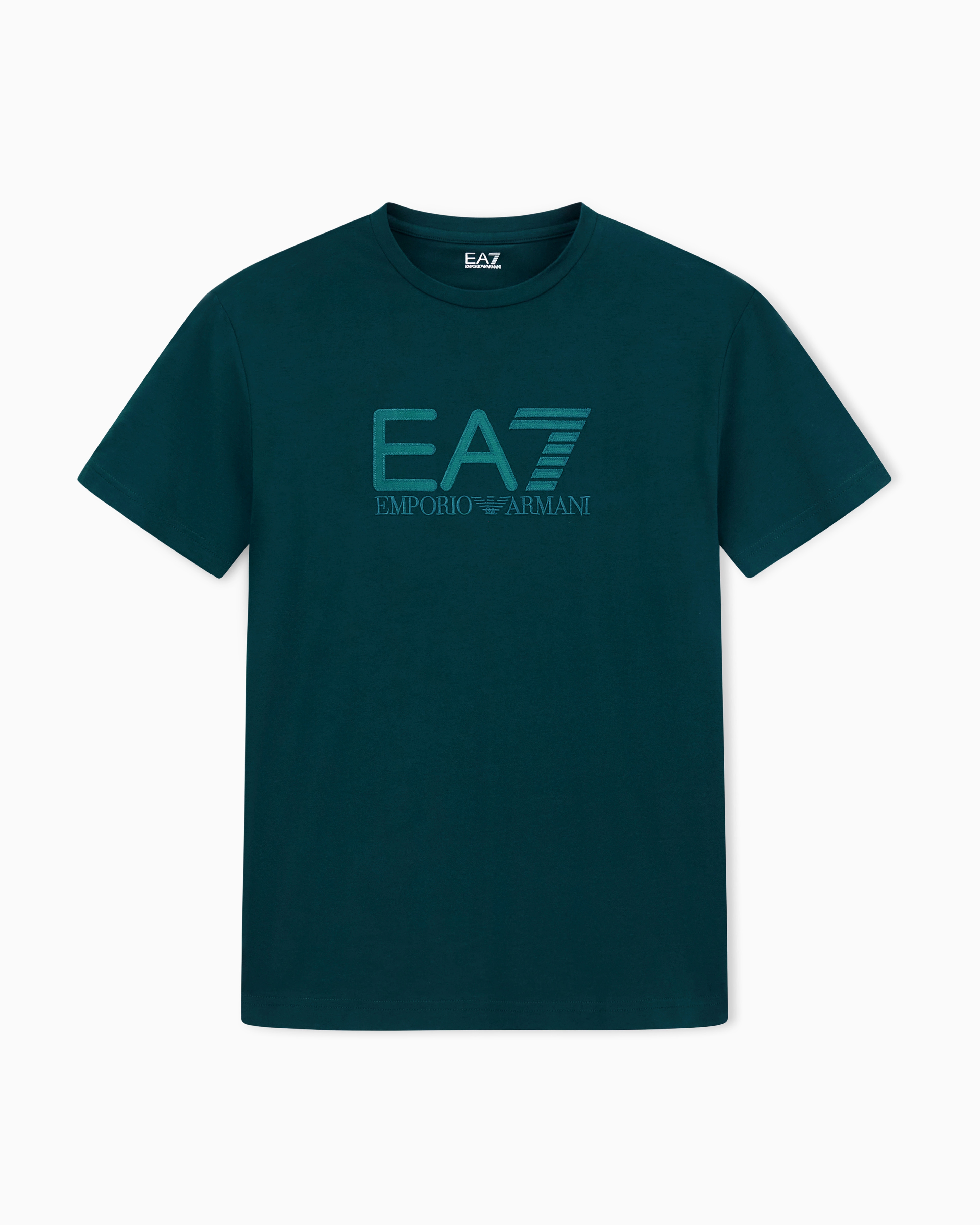 Ea7 Visibility Short-sleeved T-shirt In Cotton Stretch Jersey In Green