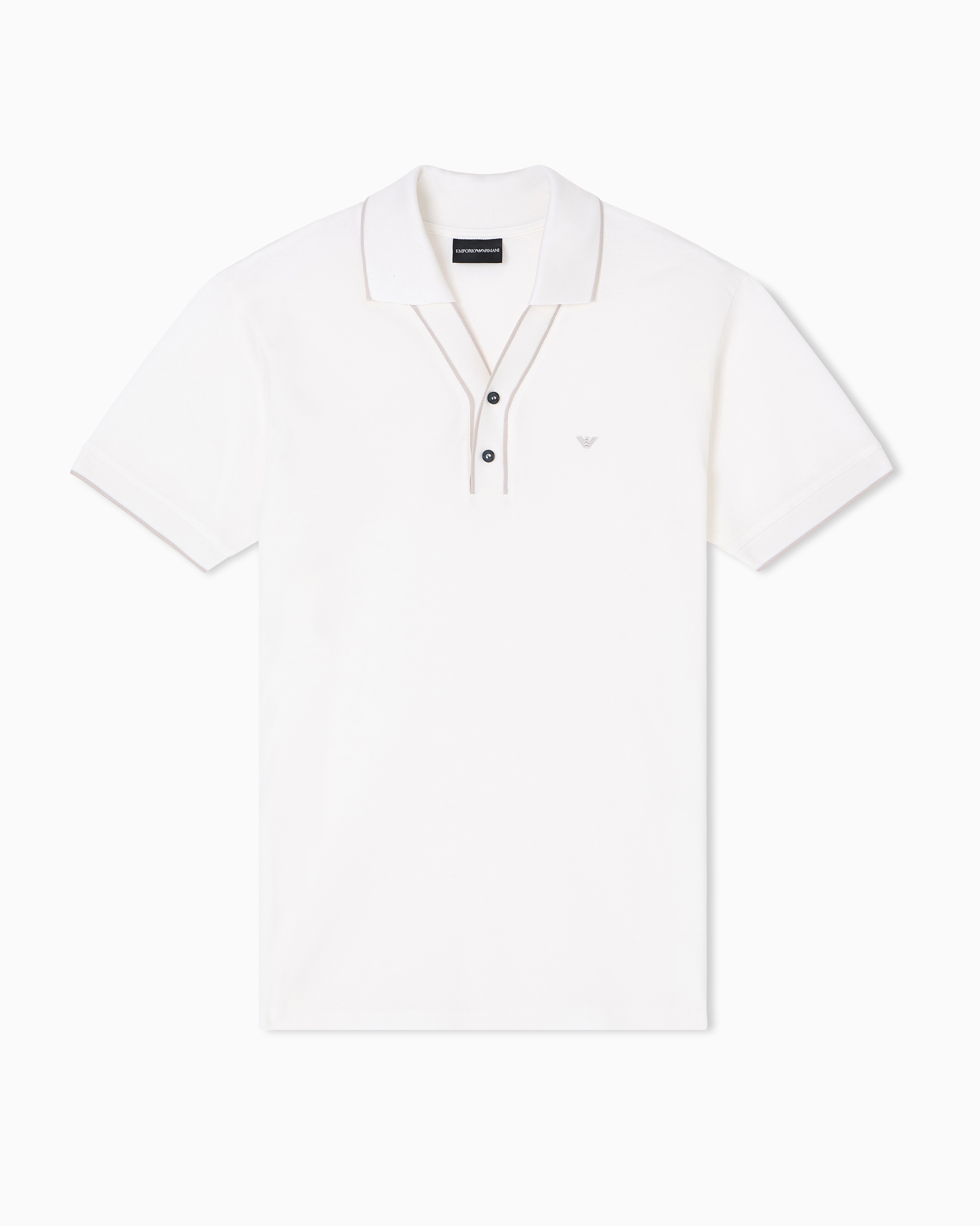 Emporio Armani - Piqué polo shirt with contrasting edges, Man, White, Size: