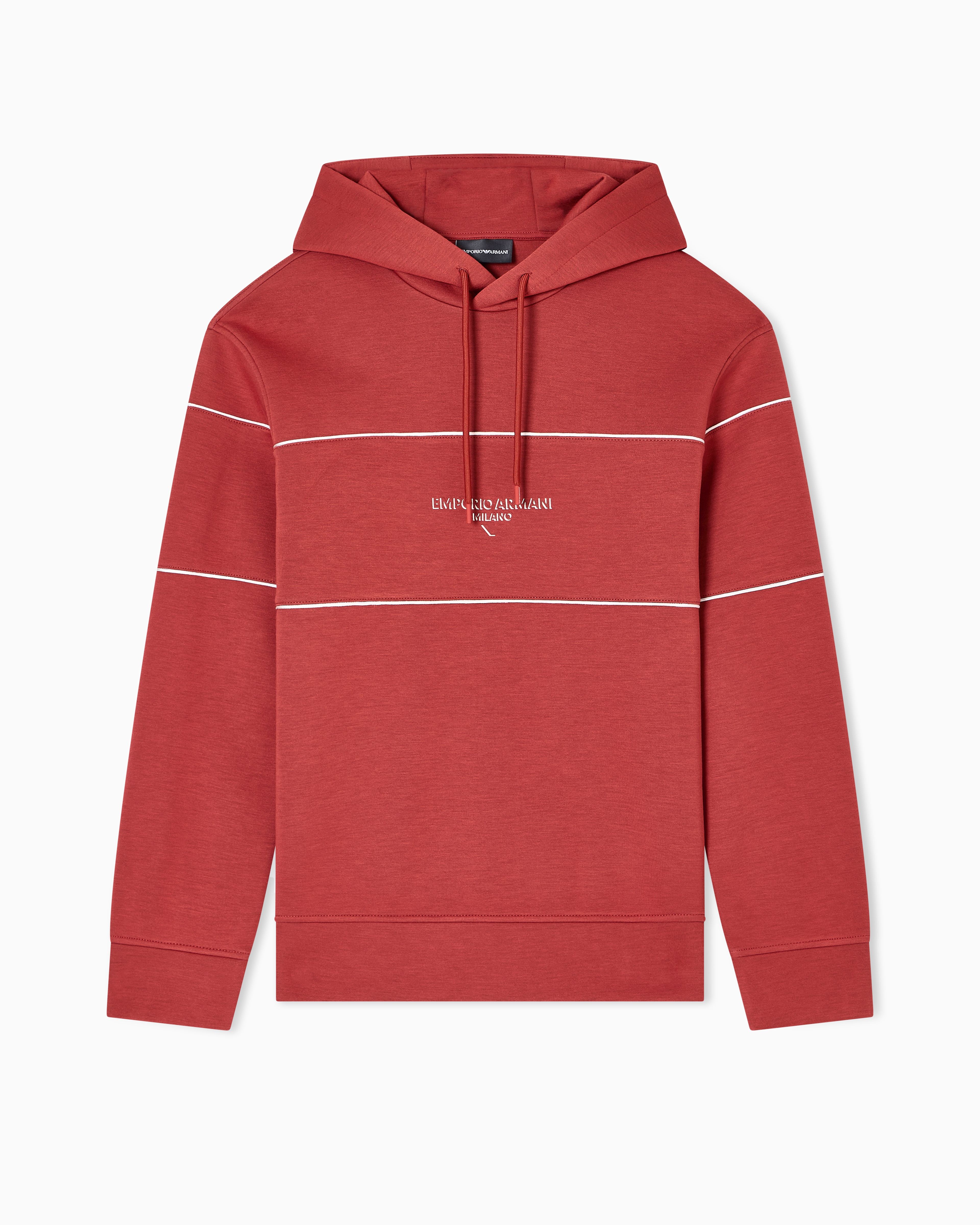Emporio Armani - Double-jersey hooded sweatshirt with 3D-effect logo, Man, Red, Size: