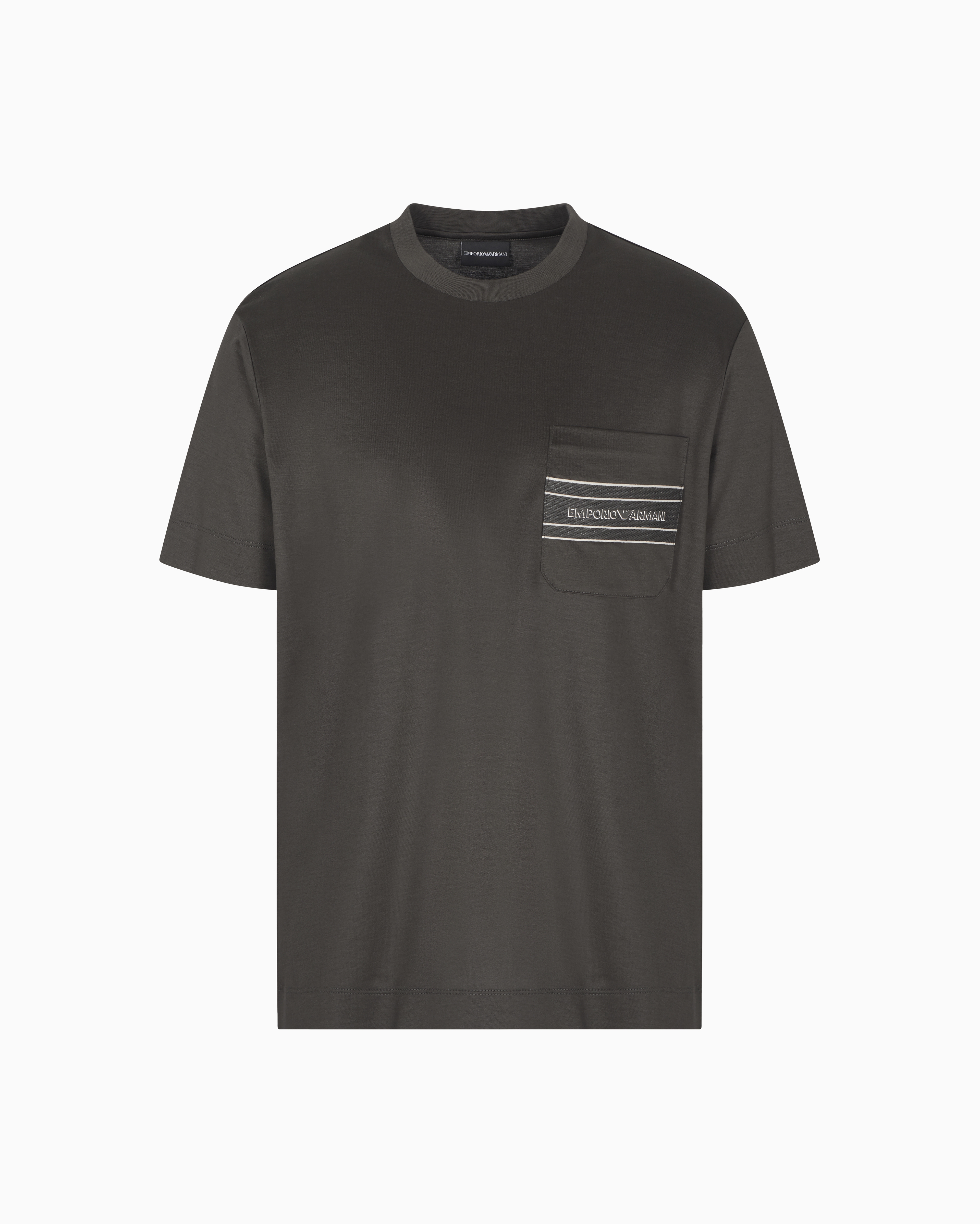 Emporio Armani - Lyocell blend jersey T-shirt with pocket and 3D-effect logo, Man, Green, Size: M