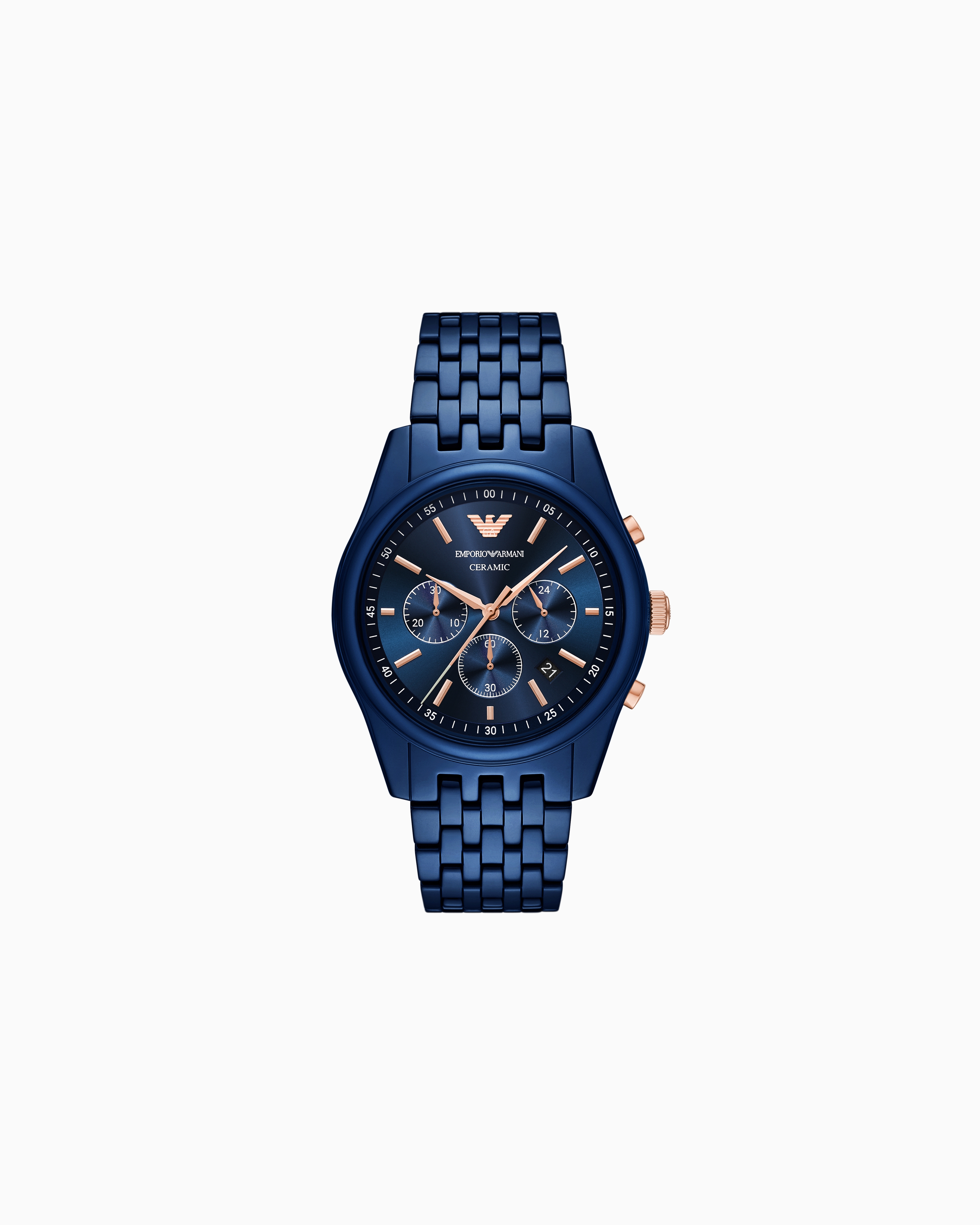 Emporio Armani - Chronograph Blue Ceramic Watch, Man, Multicoloured, Size: TU
