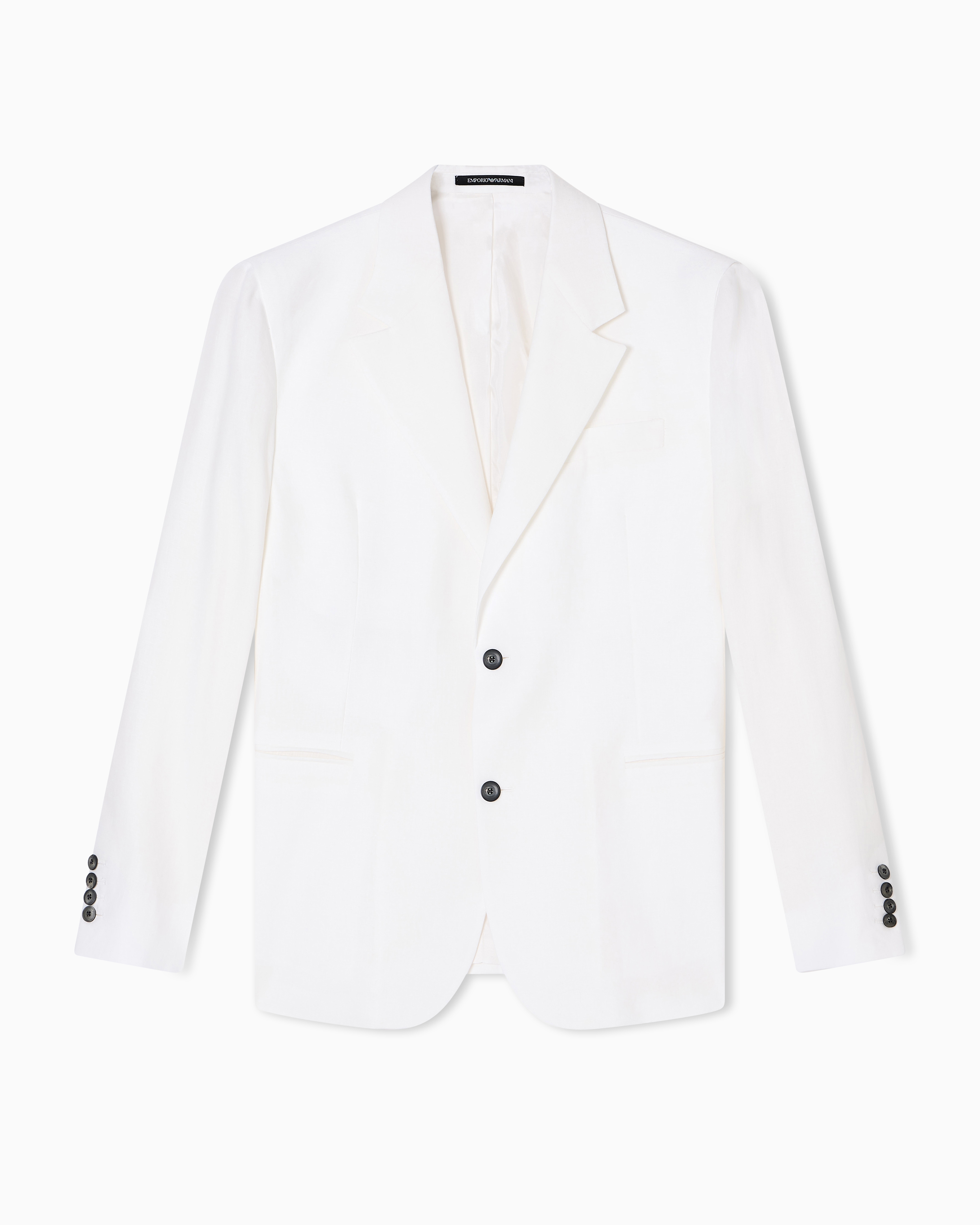Emporio Armani - Pure linen single-breasted blazer, Man, White, Size: