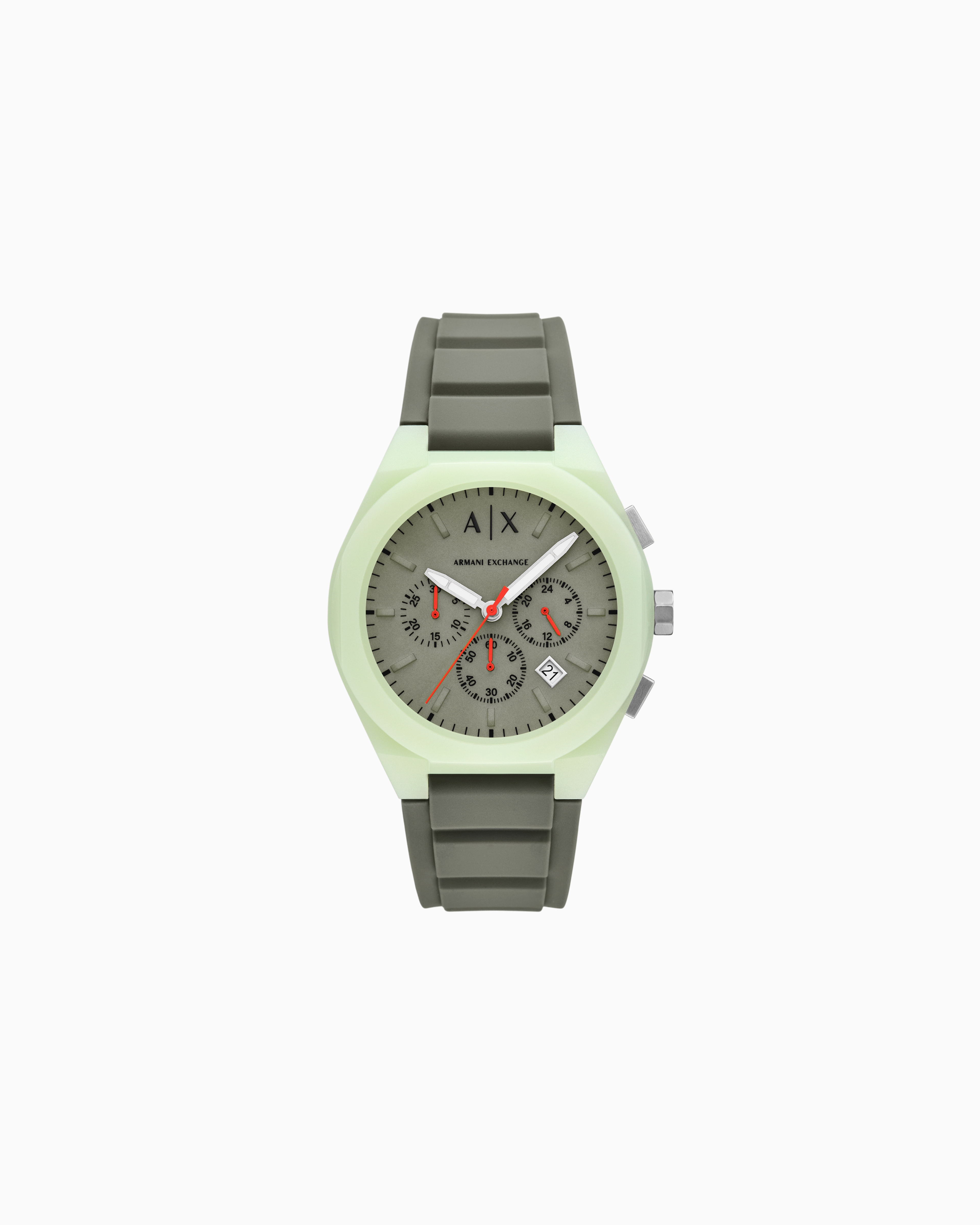 Armani Exchange -  Sync Chronograph Green Silicone Watch, Man, Transparent, Size: TU