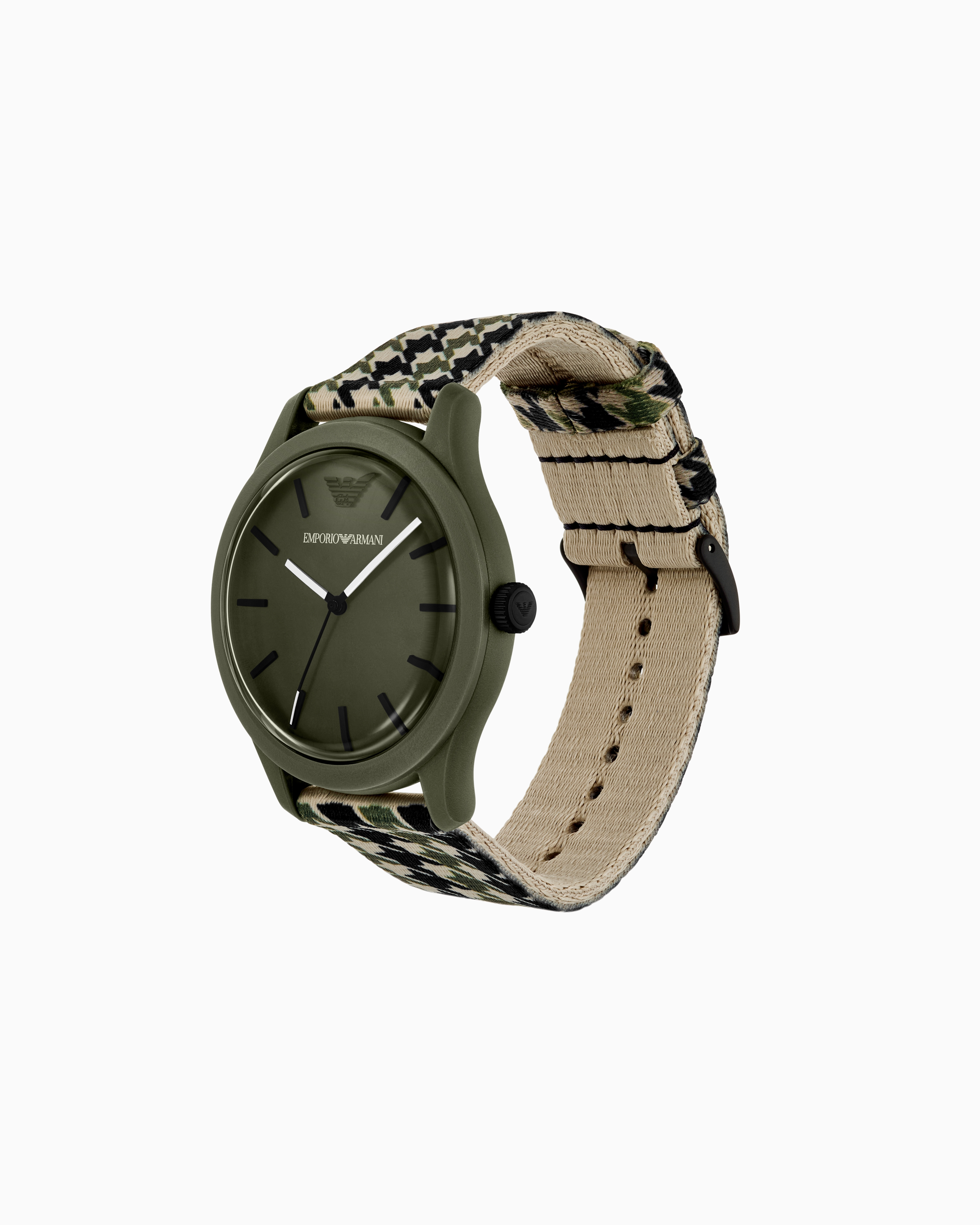 Emporio Armani Three-hand #tide Ocean Material® Nylon Fabric Watch In Green
