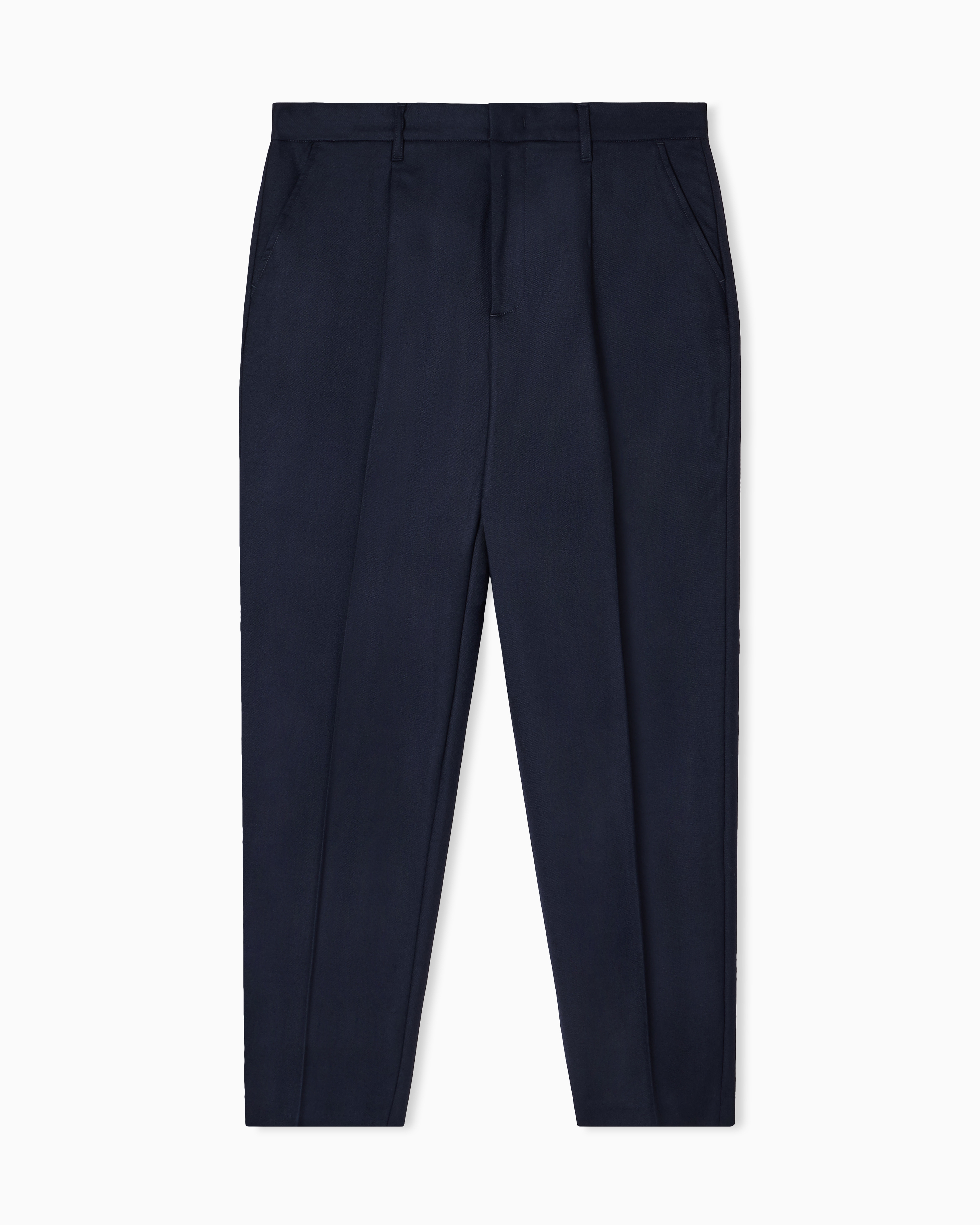 Emporio Armani - Virgin-wool stretch-twill trousers, Man, Navy_blue, Size: