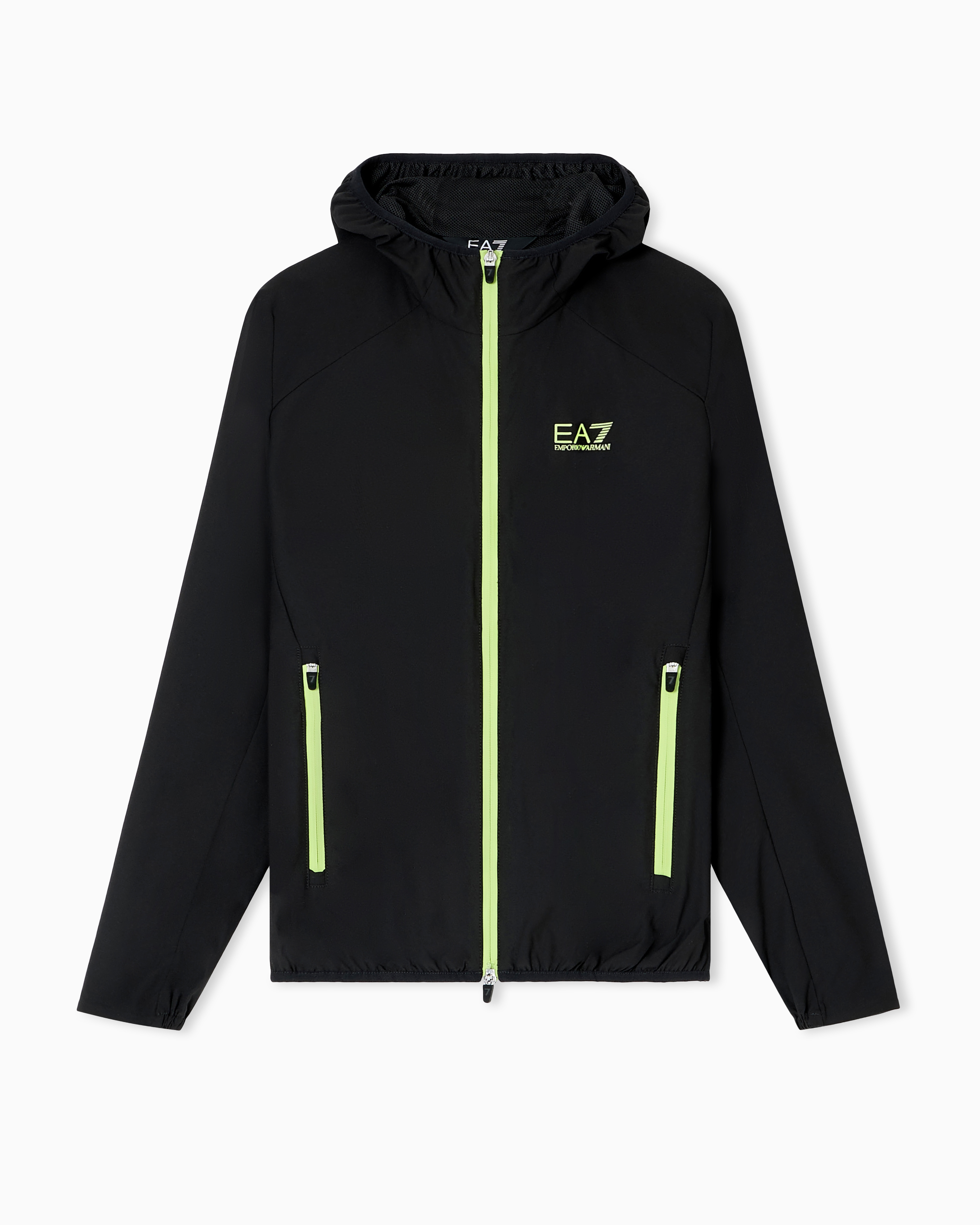 Ea7 Dynamic Athlete Hooded Jacket In Ventus7 Technical Fabric In Black