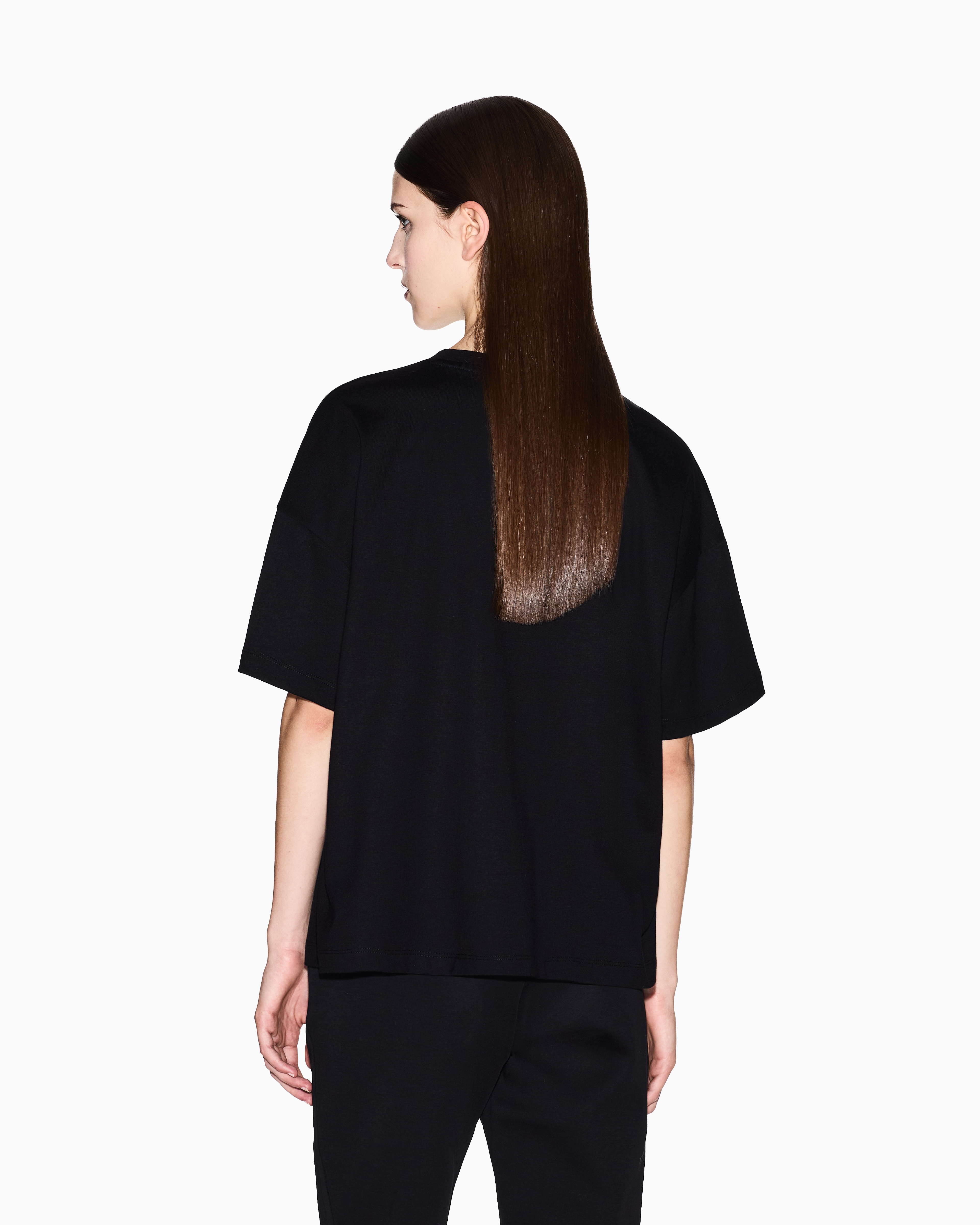 Armani Exchange -  Heavy cotton relaxed t-shirt, Woman, Black, Size: